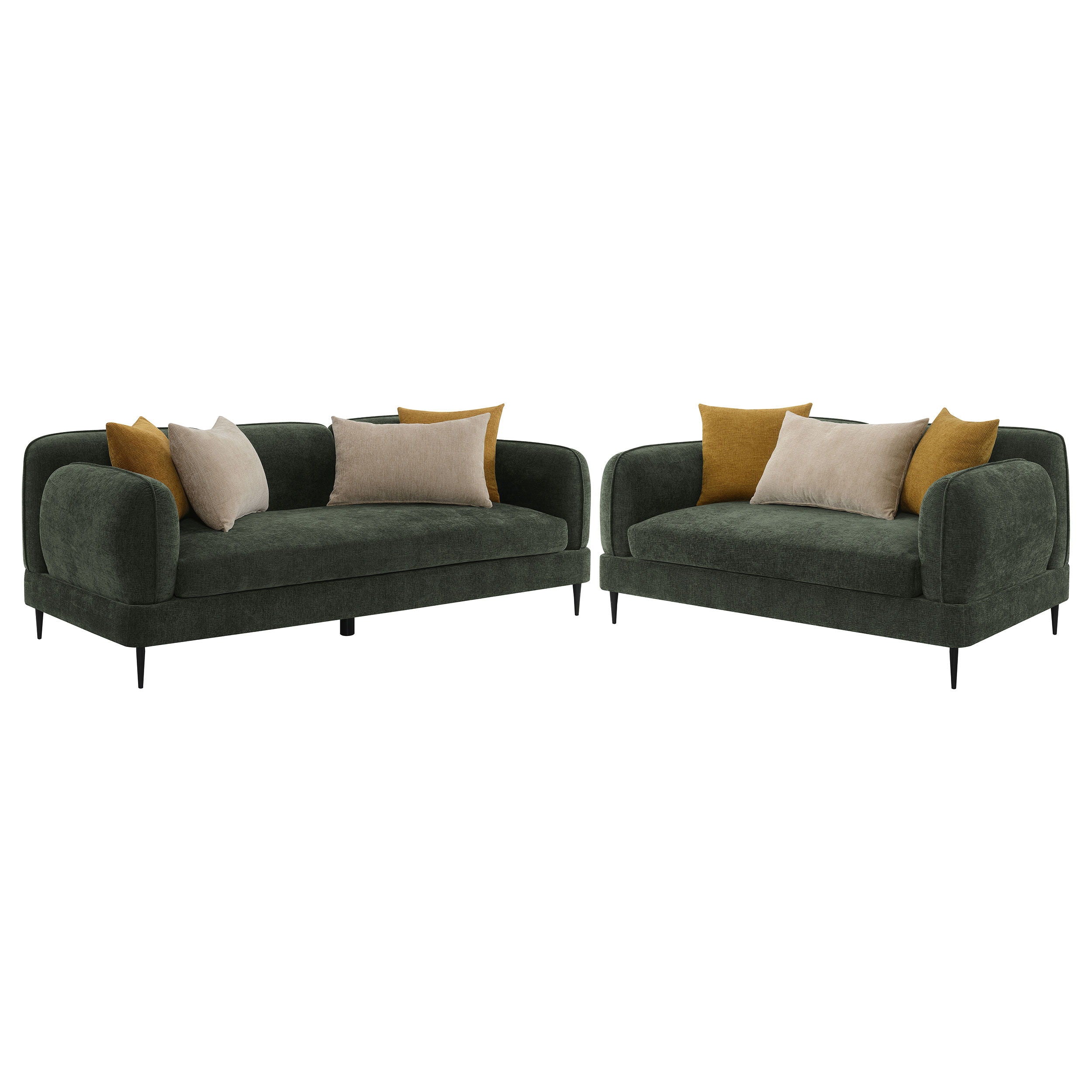 Coaster Fine Furniture Jade - 2 Piece Chenille Upholstered Sofa Set - Green | Meri Furniture