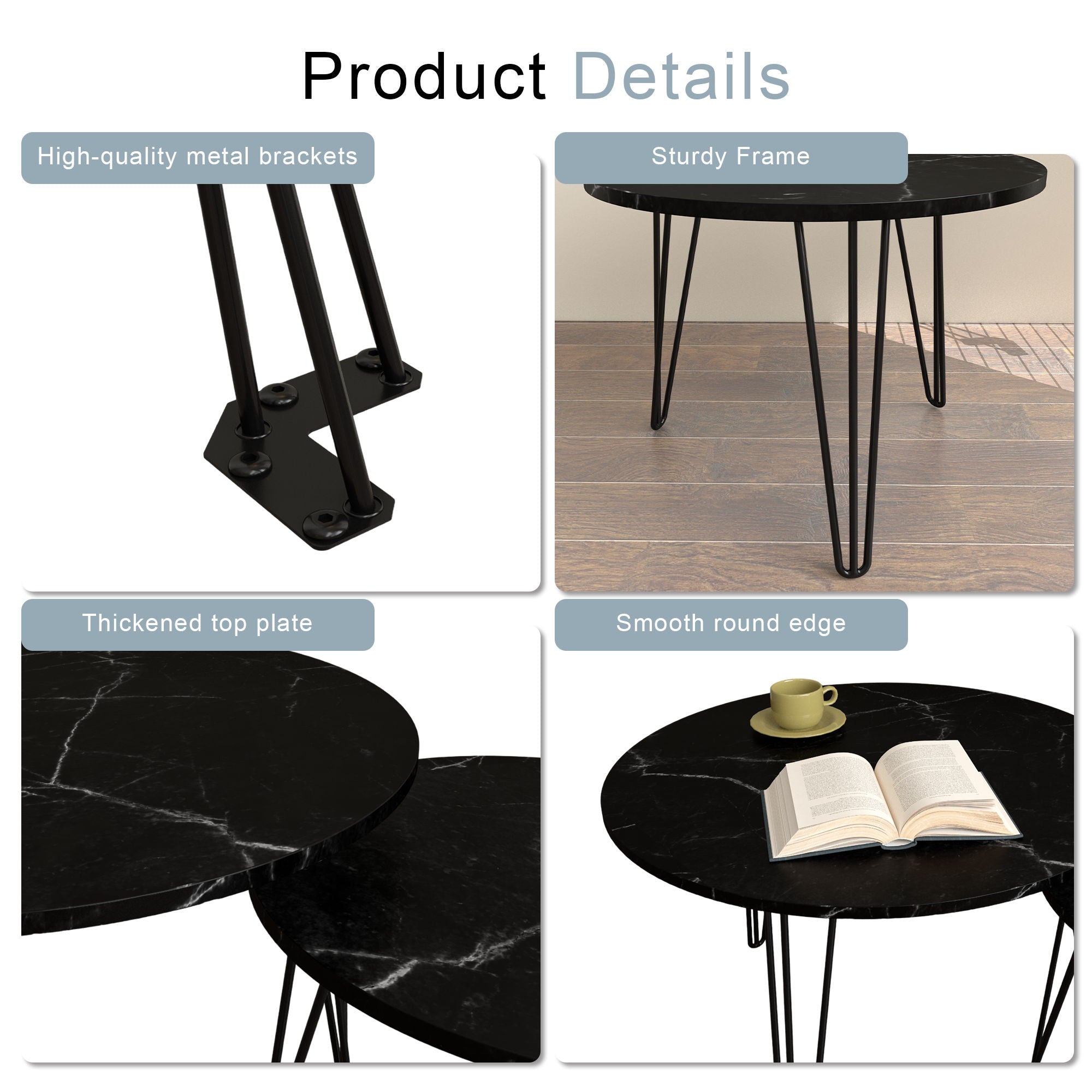 Round Nesting Coffee Table For Living Room (Set of 2)