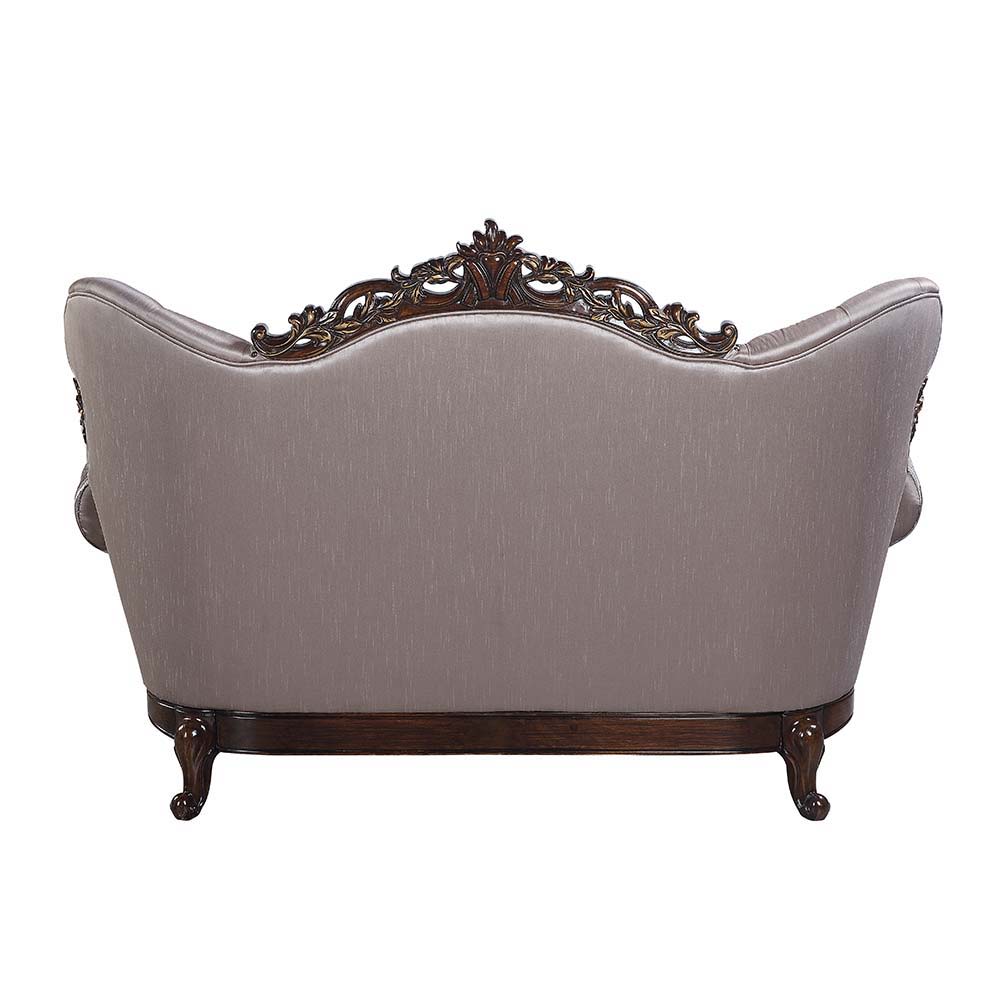 ACME Benbek - Loveseat - Fabric & Antique Oak Finish | Meri Furniture
