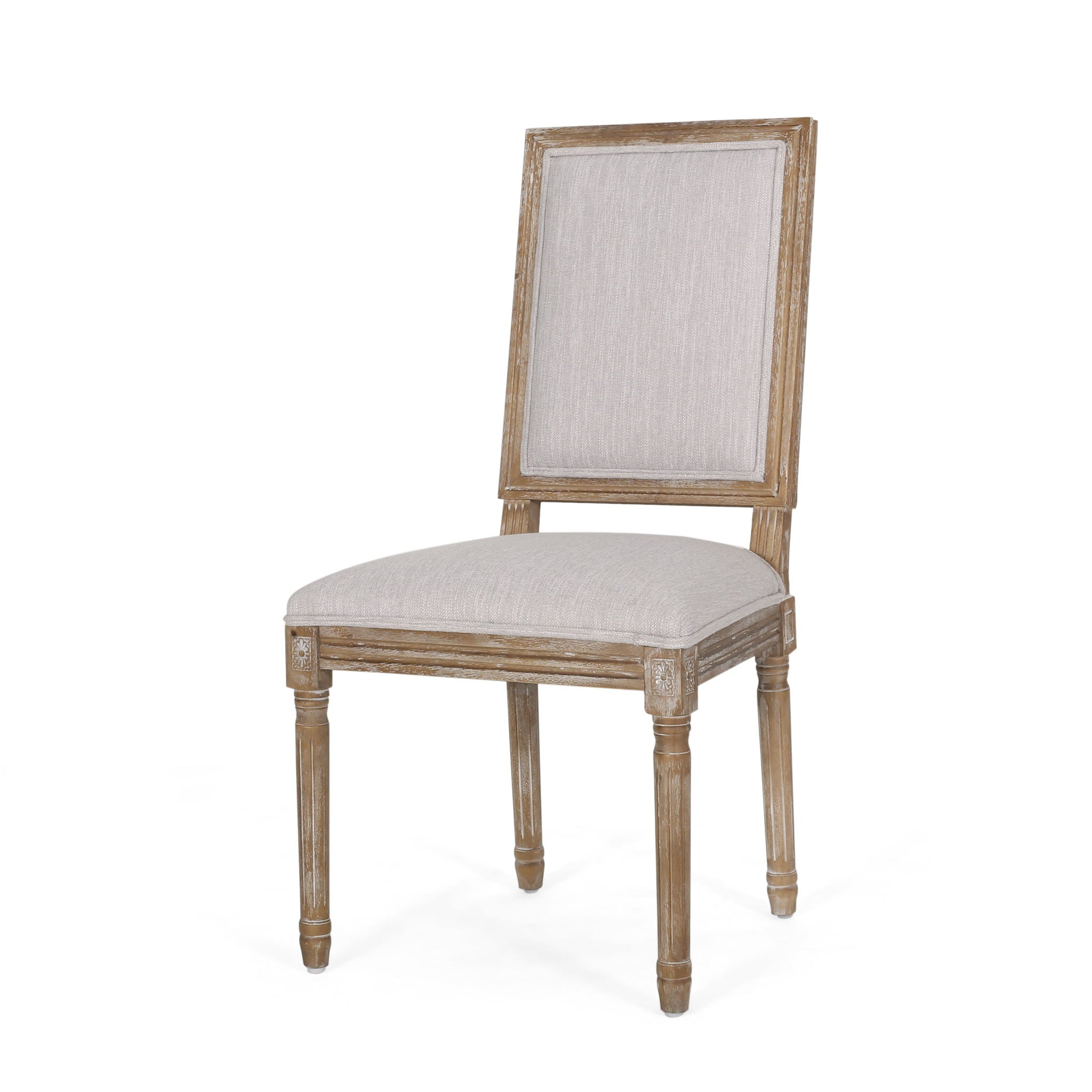 French Country Style Dining Chair With Upholstered Seating And Fluted Legs