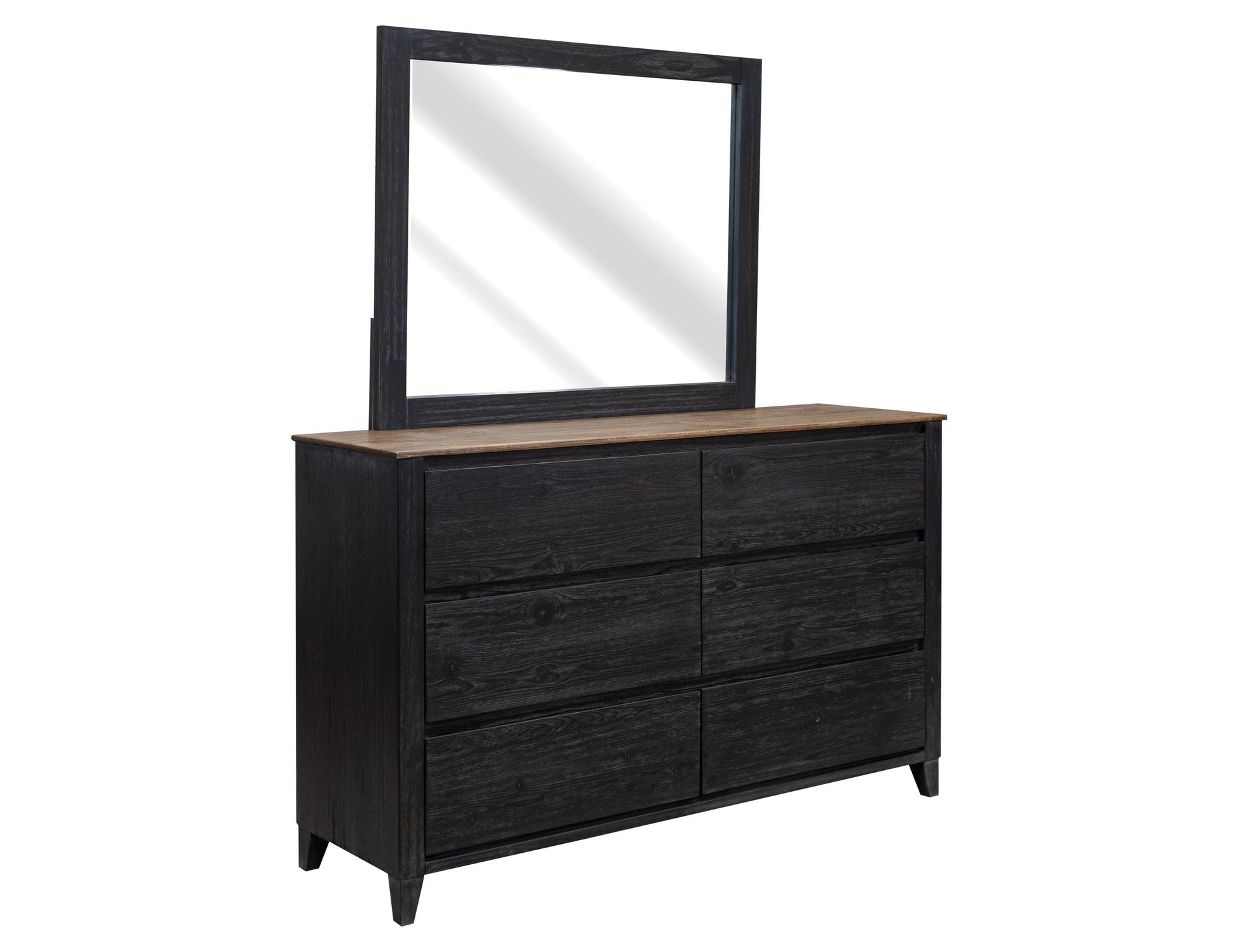 International Furniture Direct Empire - Dresser - Satin Black / Brown | Meri Furniture