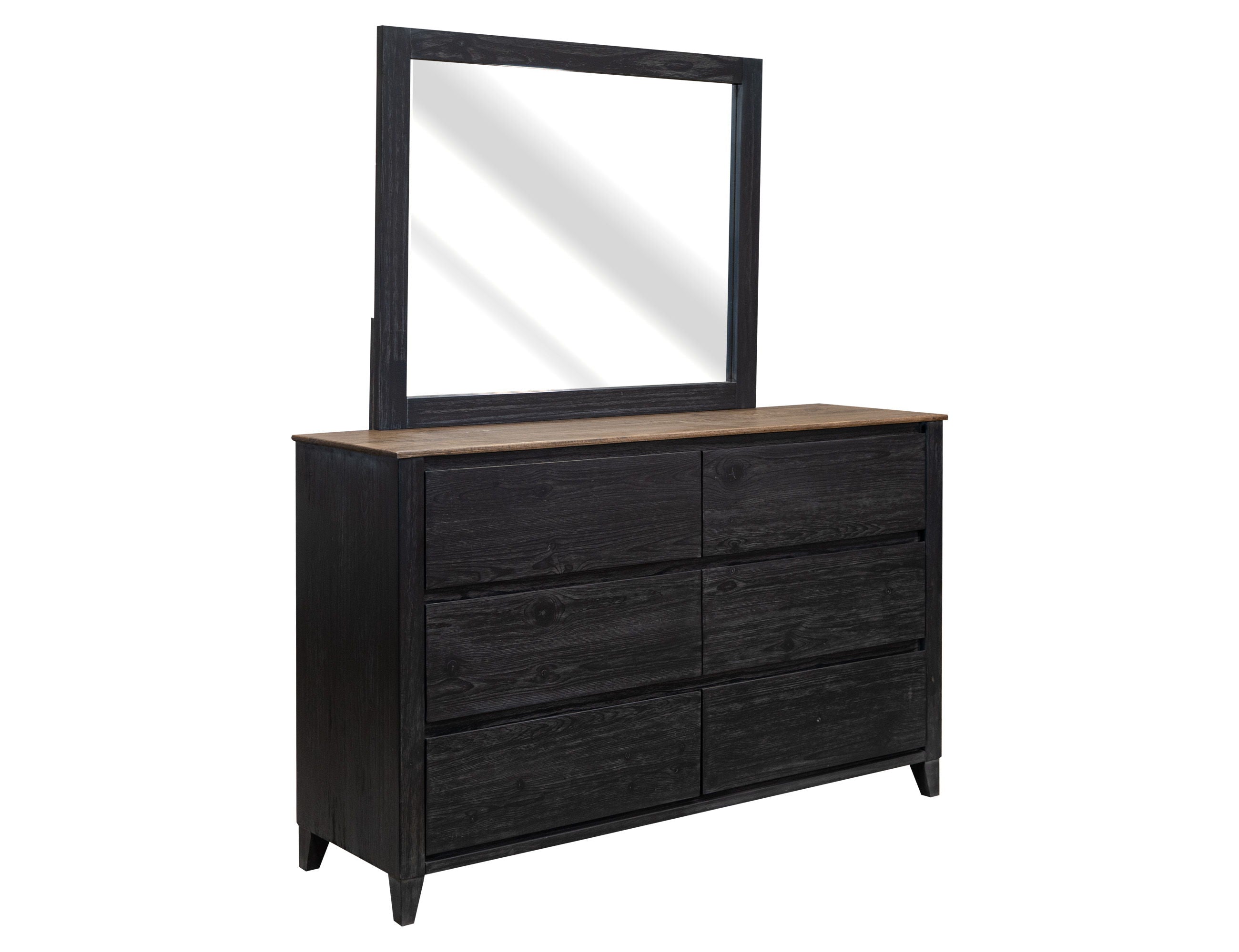 International Furniture Direct Empire - Dresser - Satin Black / Brown | Meri Furniture