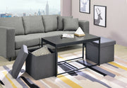 Murph 35"W Black Wood Grain 3 Piece Coffee Table Set