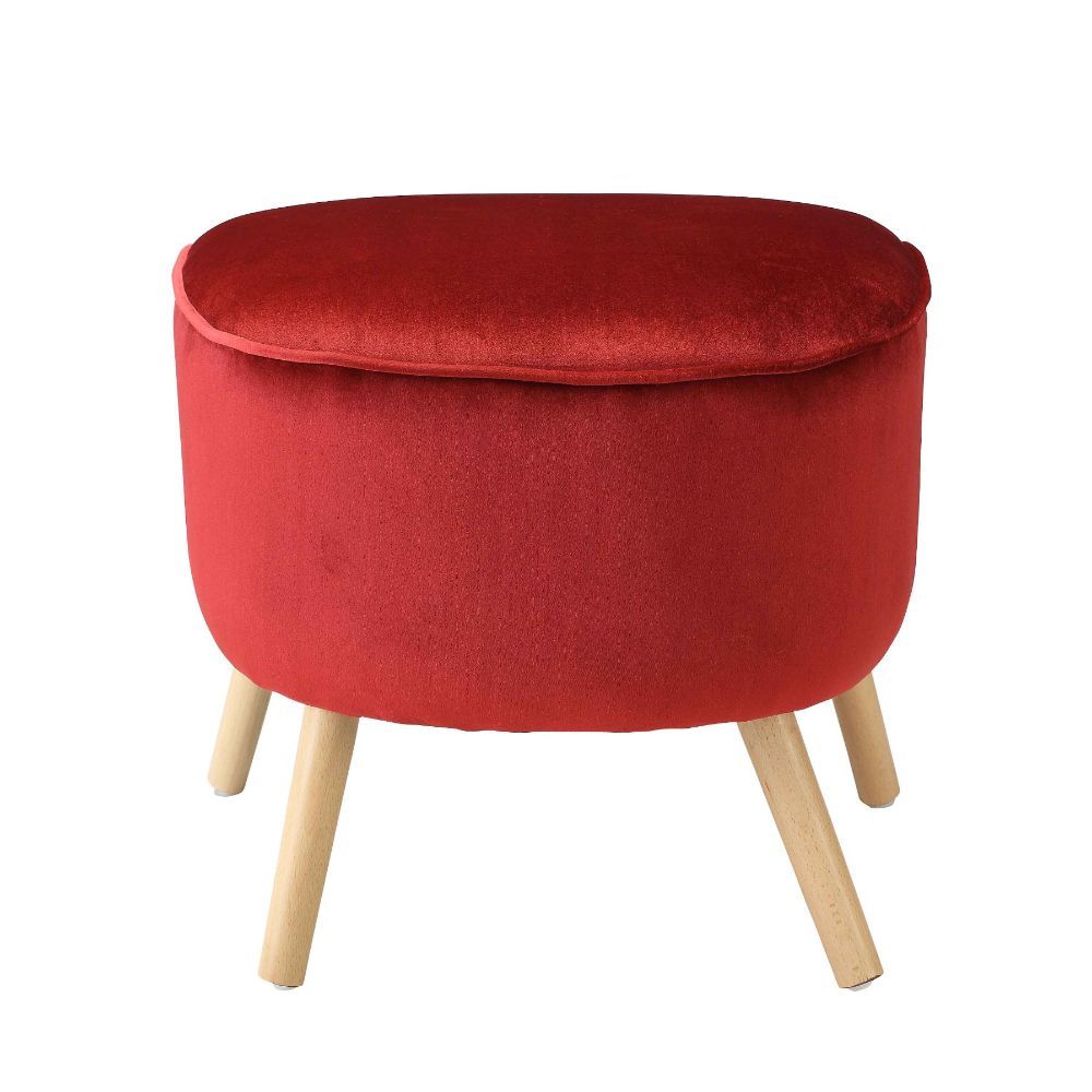 ACME Aisling - Ottoman - Red Velvet | Meri Furniture