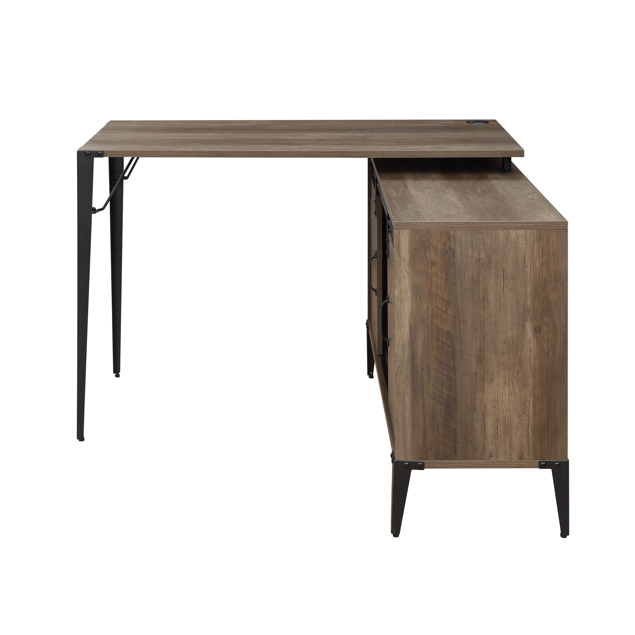 Zakwani - 48" Writing Desk With USB - Rustic Oak & Black