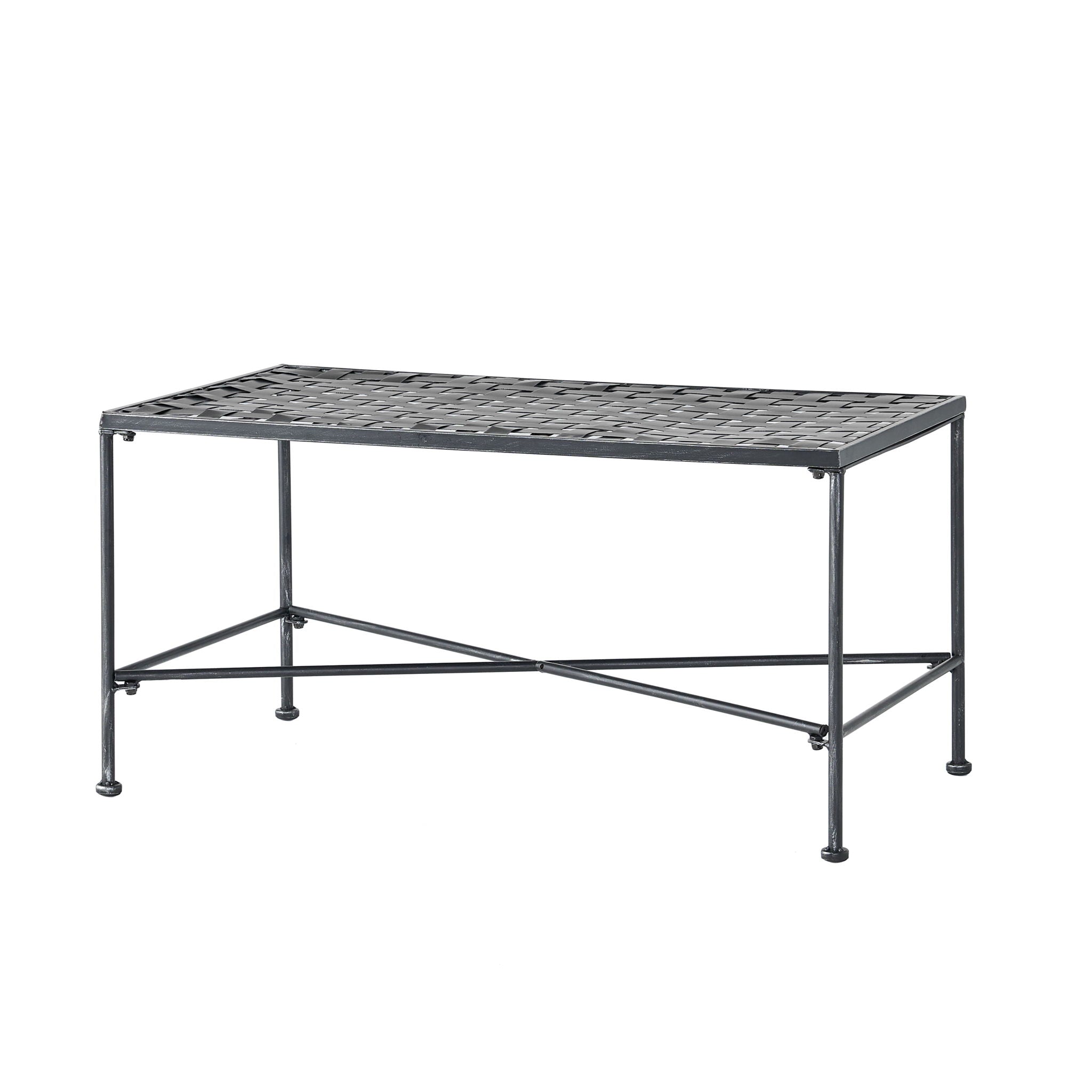 Luna - Outdoor Iron Coffee Table - Black Brush Silver