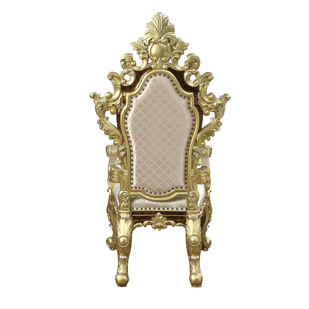 ACME Desiderius - Arm Chair (Set of 2) - Antique Gold & Hand-Painted Brown | Meri Furniture