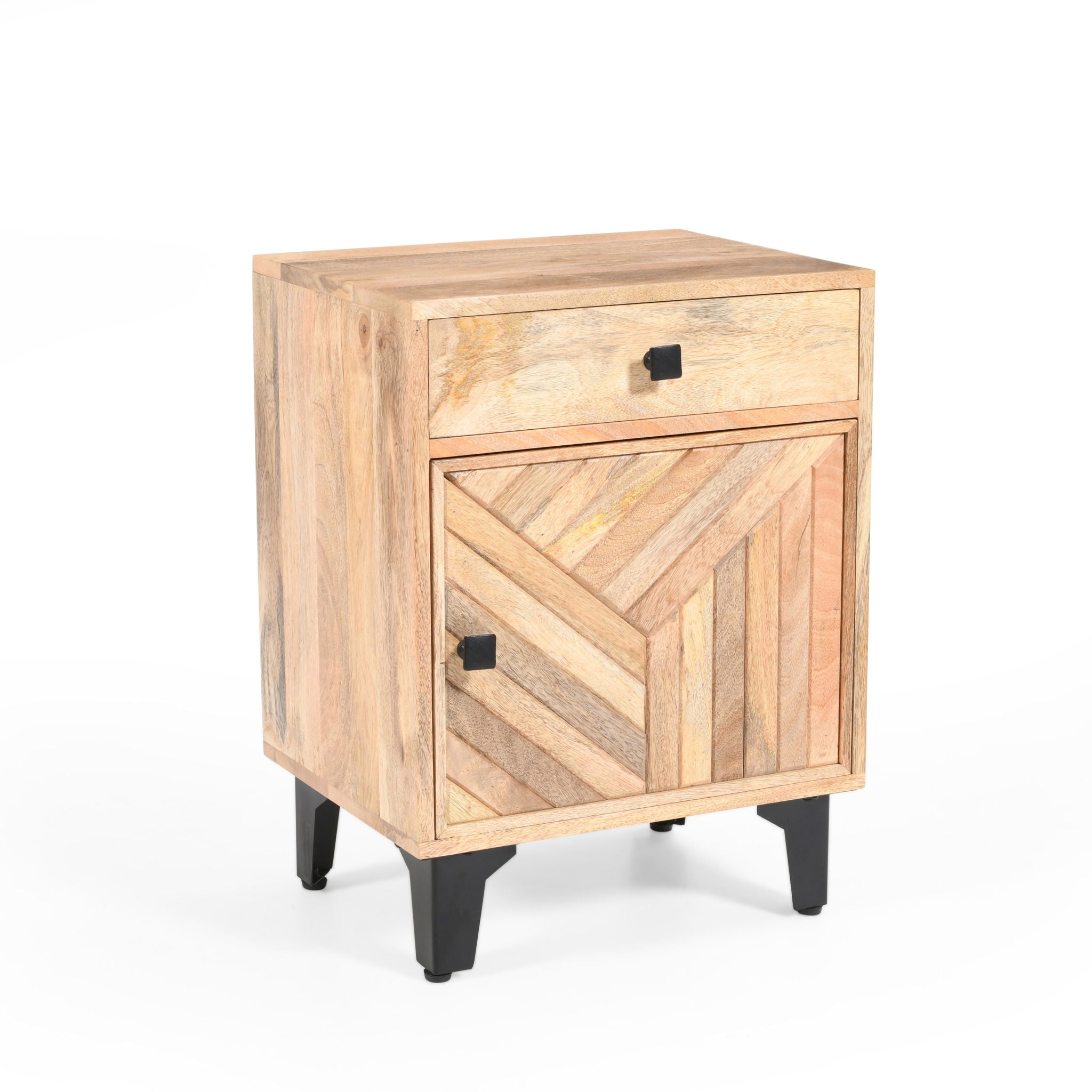Solid Wood Vintage Nightstand With Handcrafted Detailing - Natural