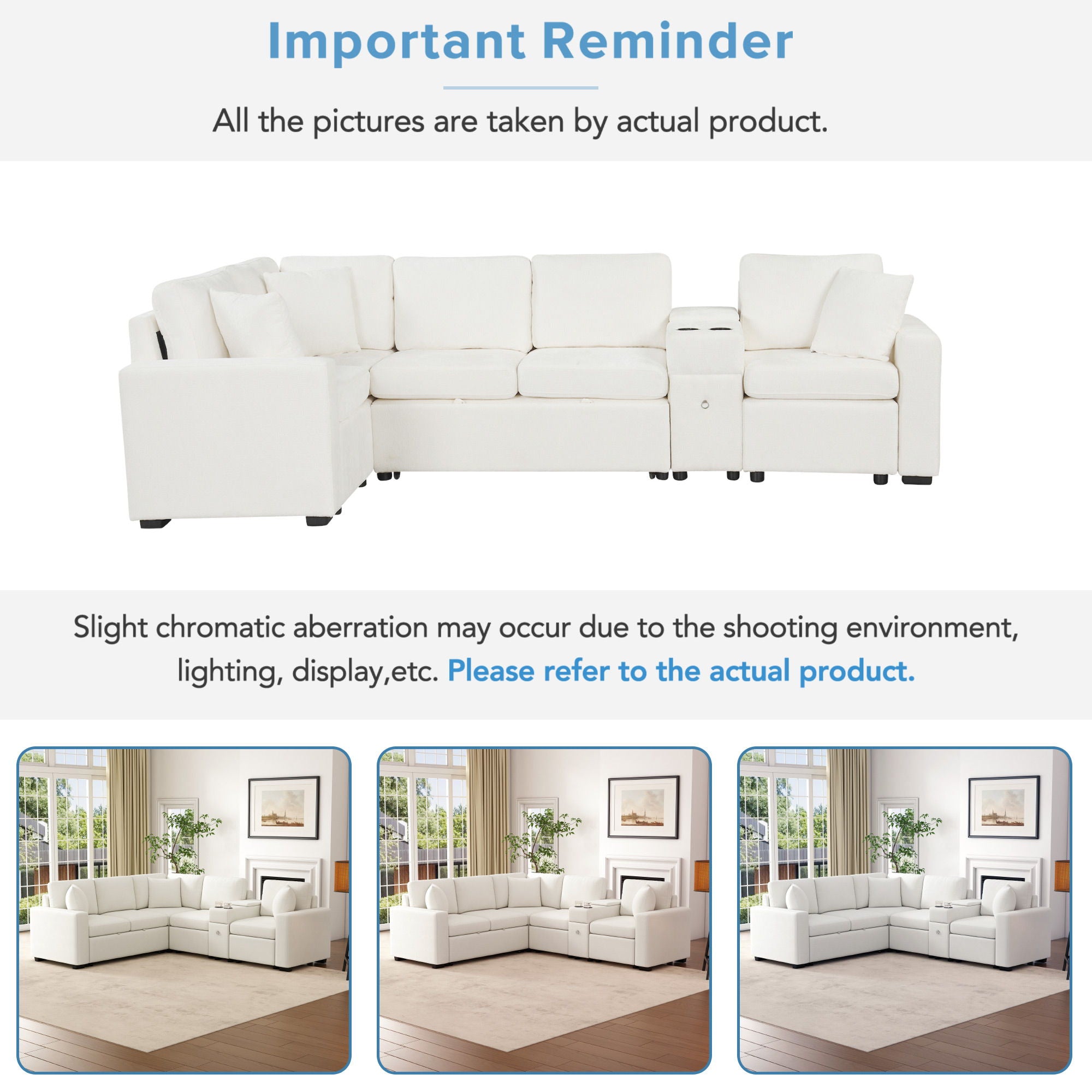 Contemporary L Shaped Convertible Sofa Bed With Pull Out Bed, Cup Holders, And Storage