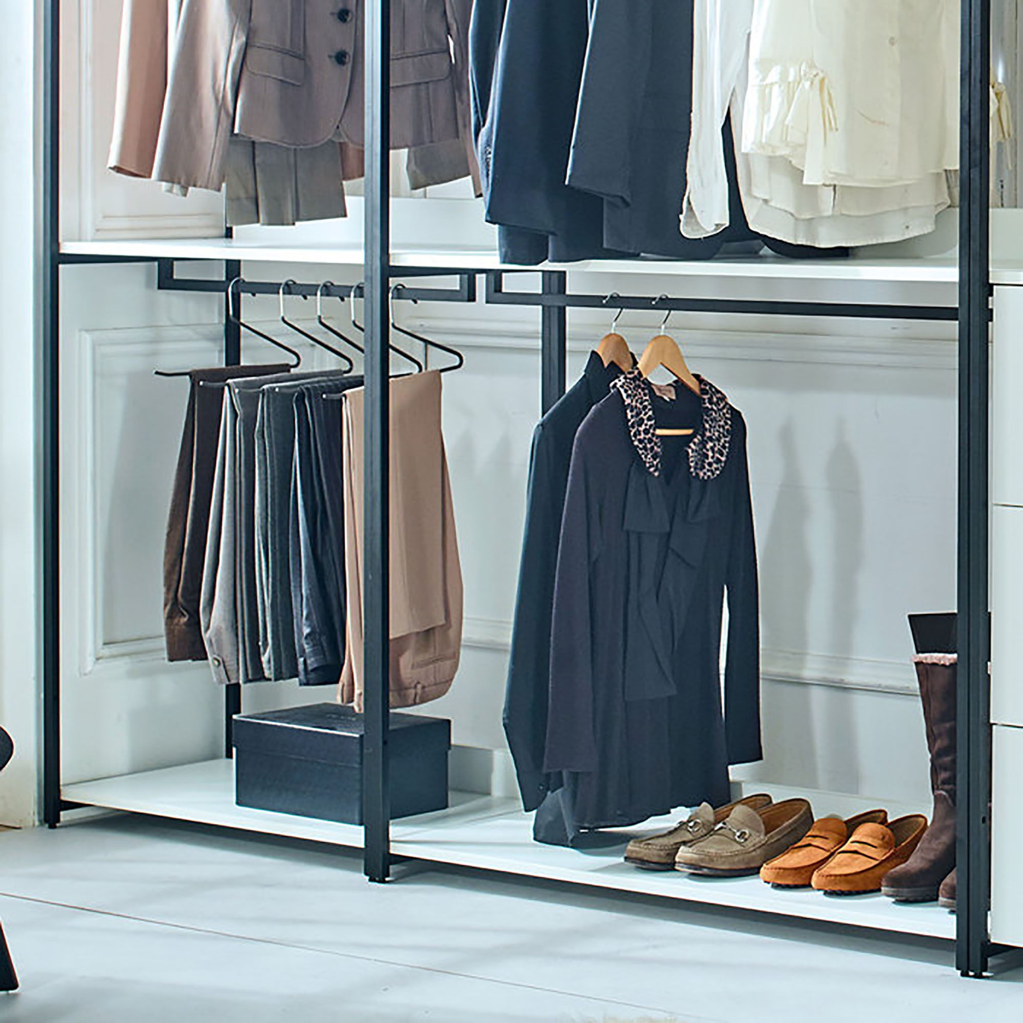 Fiona - Freestanding 4 Tower Walk In Closet System Wood Metal - White