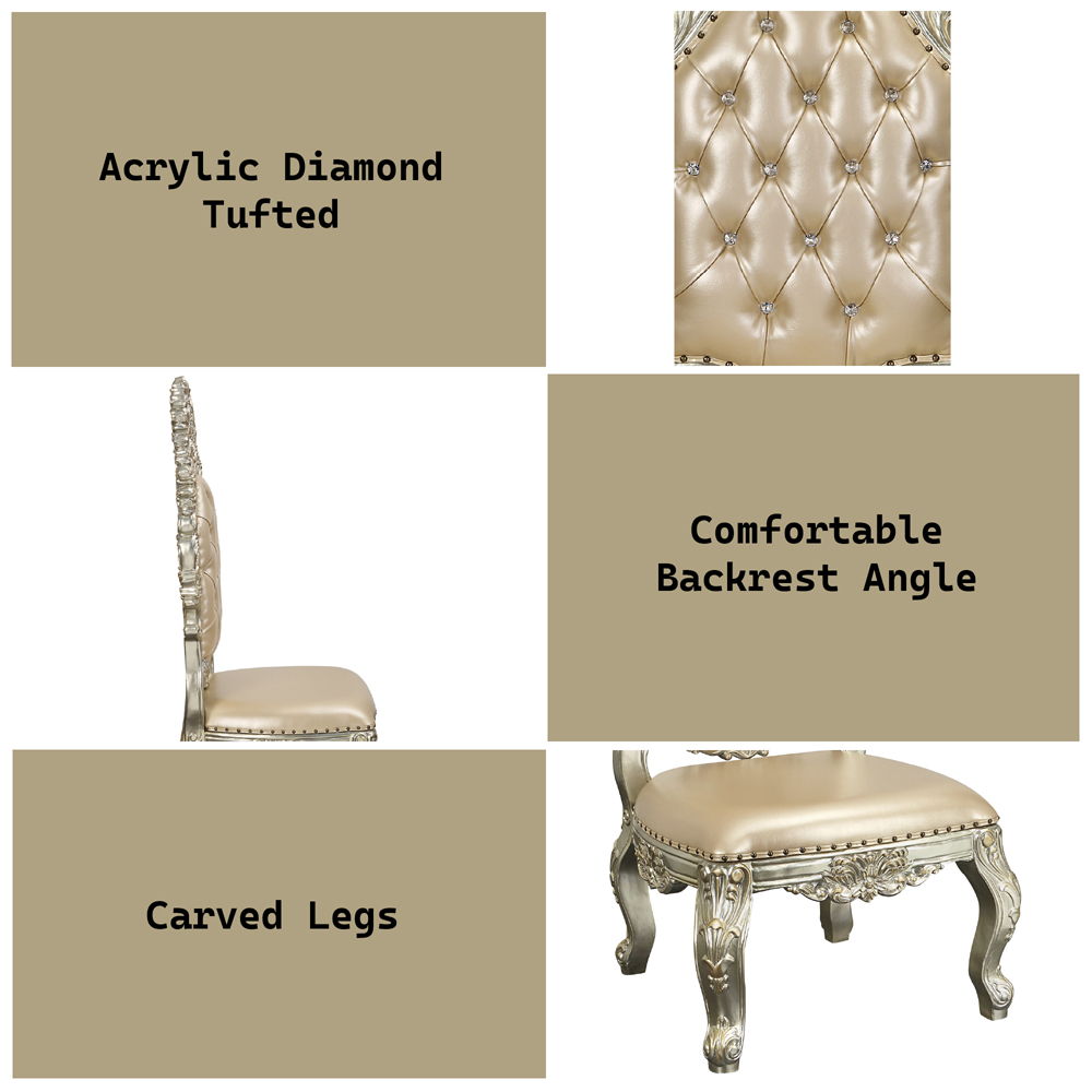 Sorina - Side Chair Set of 2) - Synthetic Leather & Antique Gold