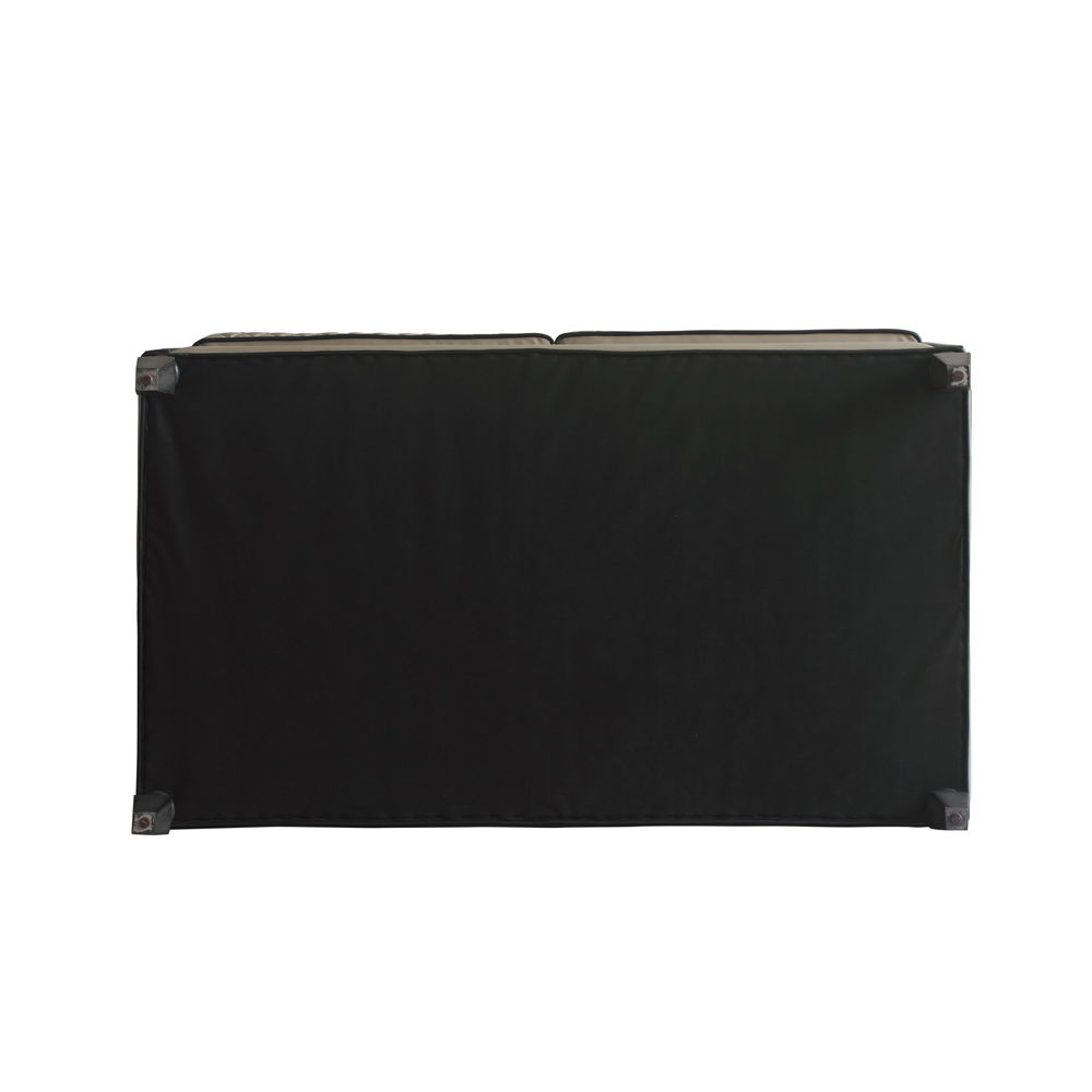 House Beatrice - Loveseat With 3 Pillows - Tan Synthetic Leather , Black Synthetic Leather & Charcoal