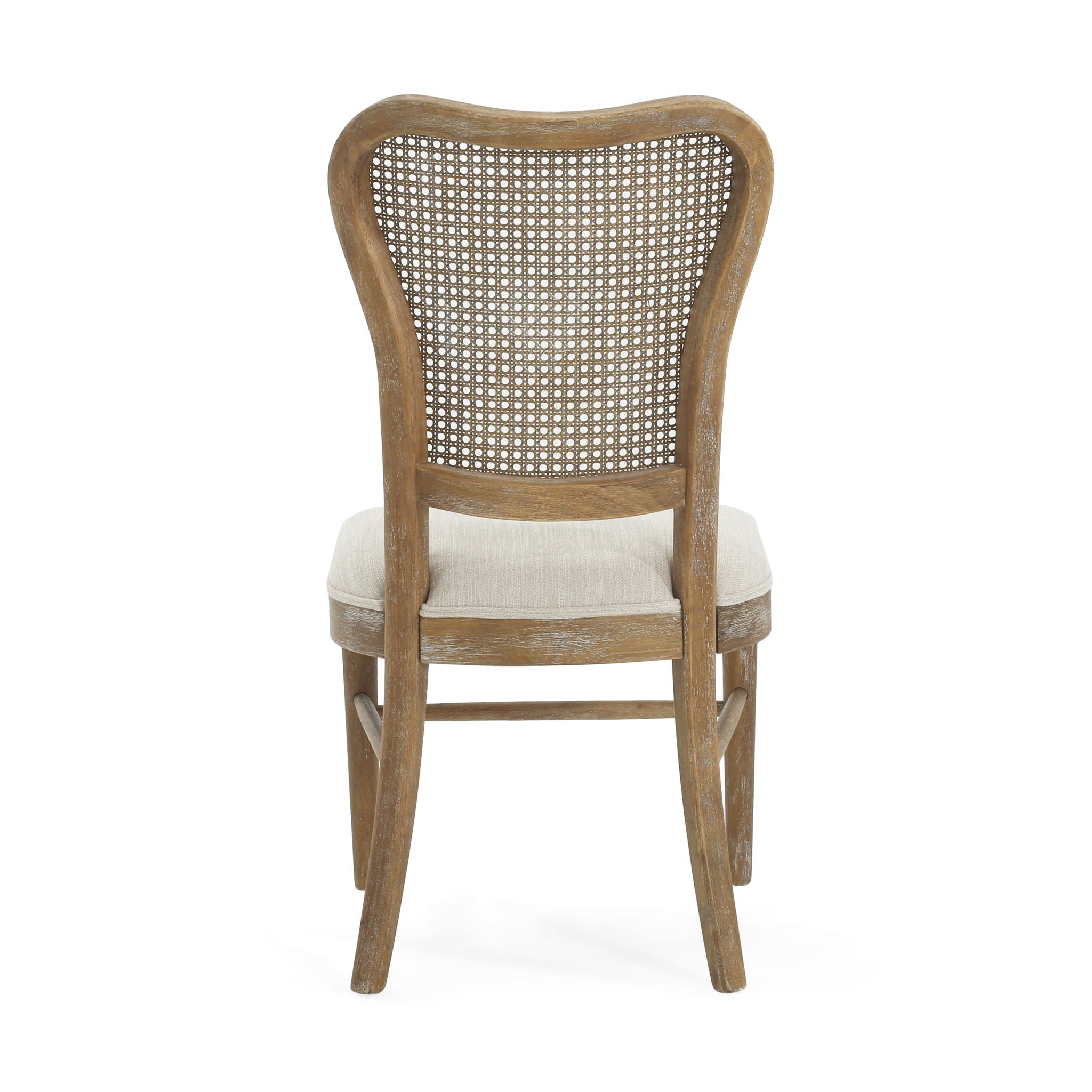 Classic Retro Dining Chair (Set of 2) With Rattan Backrest - Dark Brown / Beige