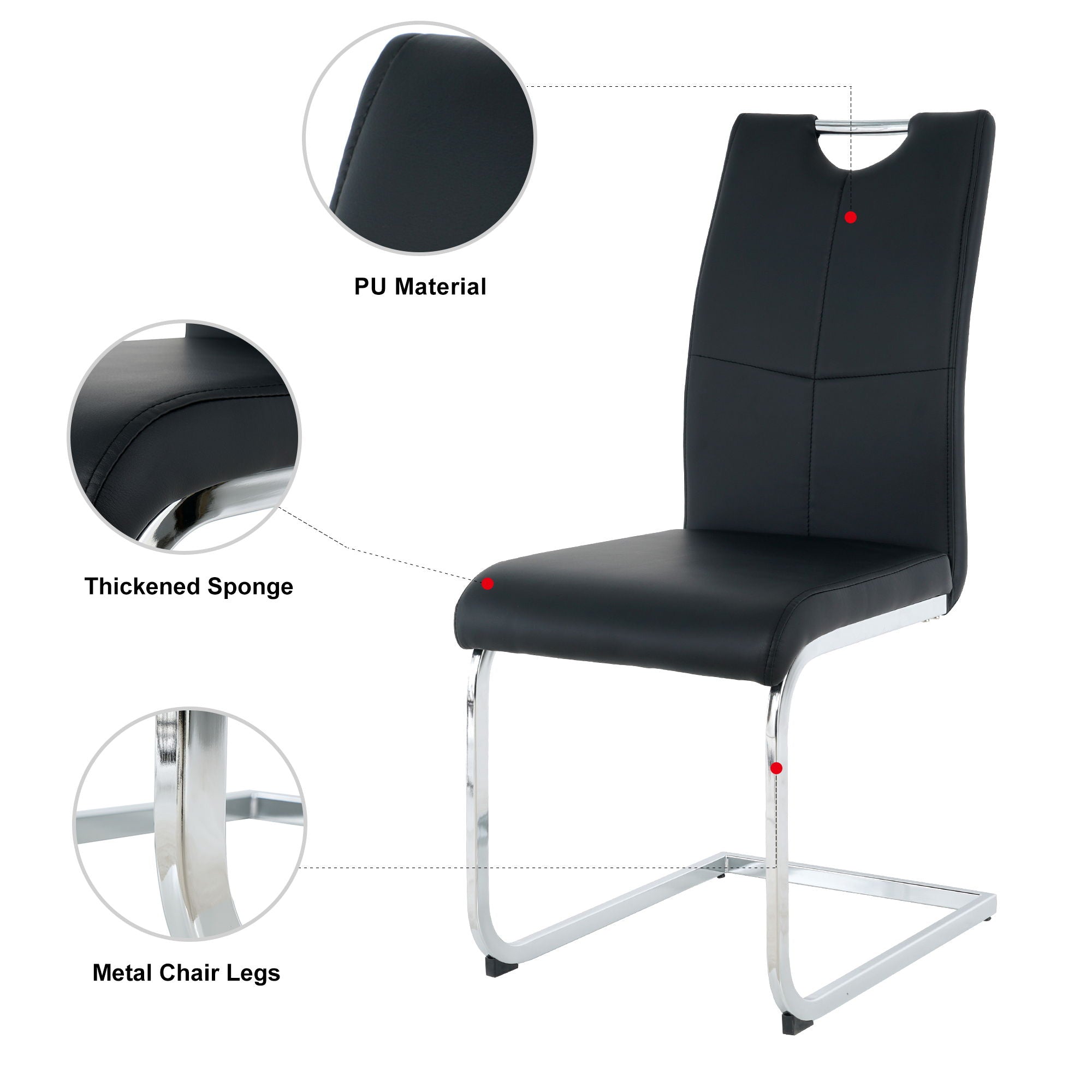 Modern Dining Chairs With Padded Seat And Metal Legs