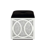 ACME Noralie - Ottoman - Mirrored & Faux Diamonds - 24" | Meri Furniture