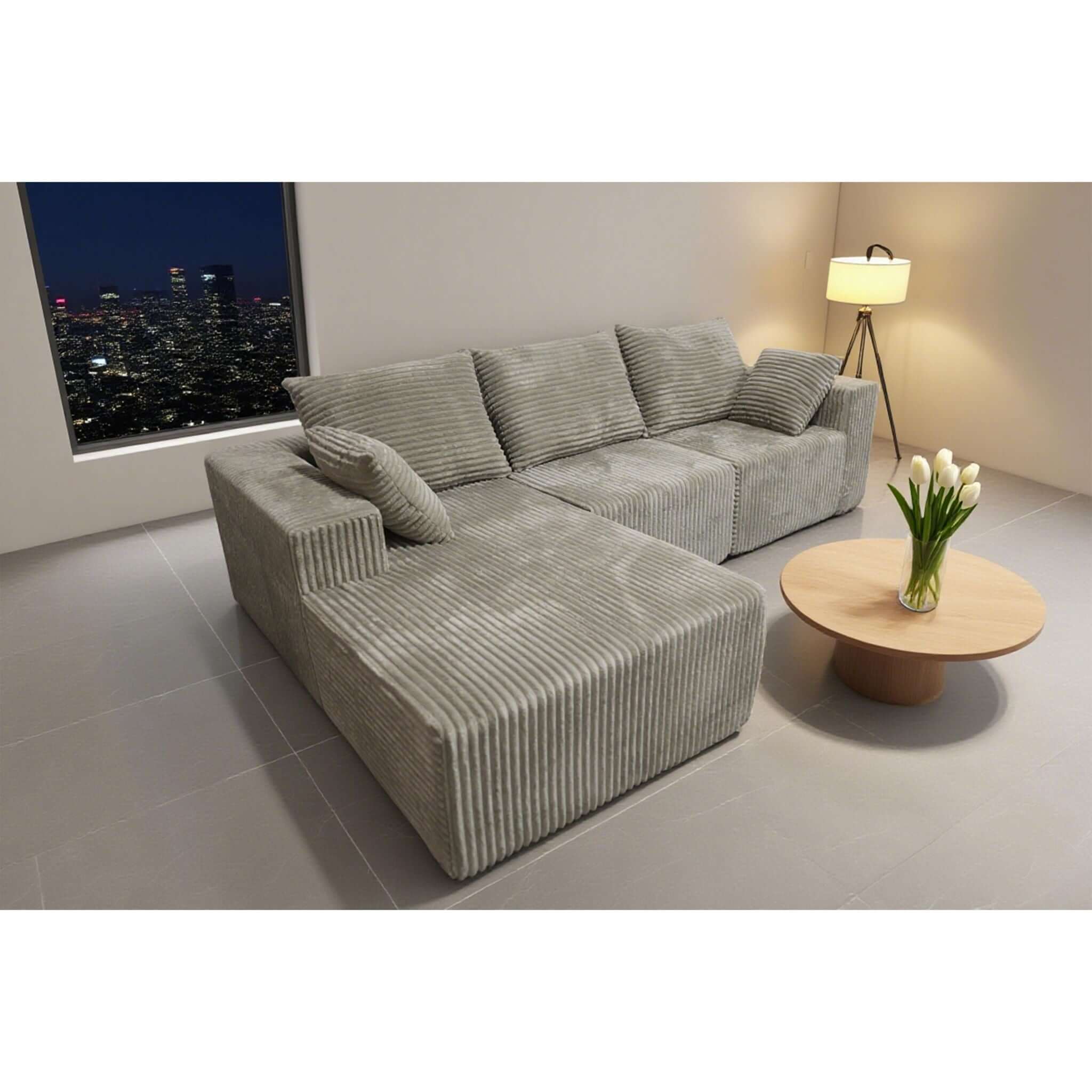 Corner Combination Sofa Sectional Couch With Soft Plush Fabric