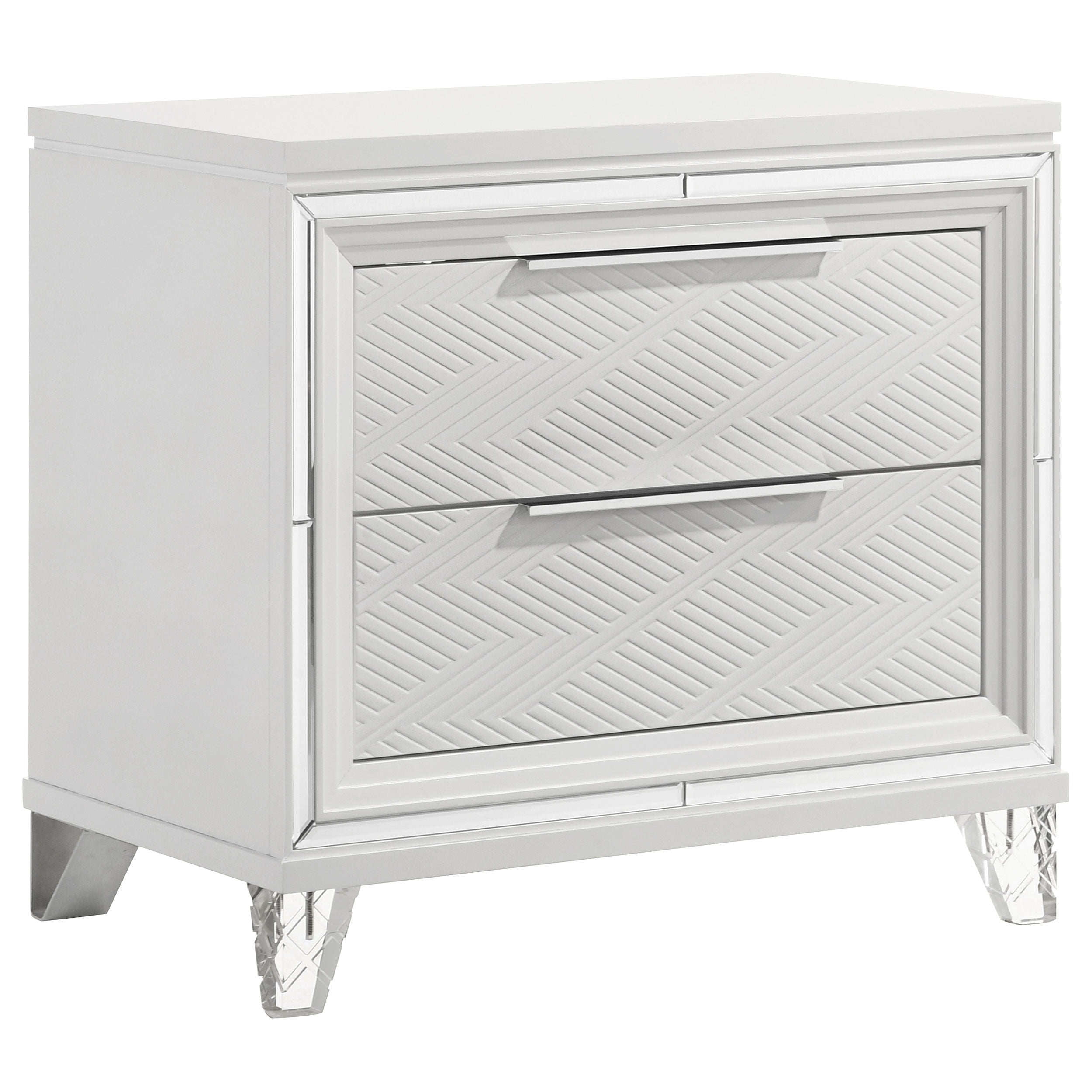 Coaster Fine Furniture Marmore - 2-Drawer Nightstand Bedside Table - White | Meri Furniture