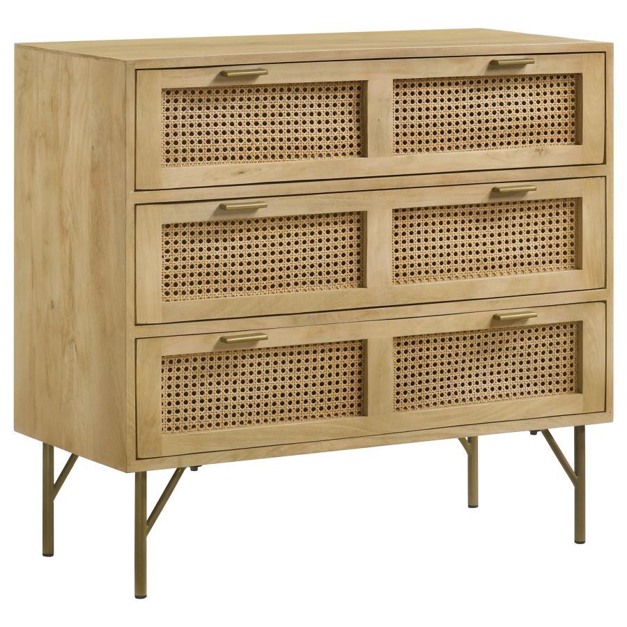 Coaster Fine Furniture Zamora - 3-Drawer Wood Accent Cabinet With Woven Cane - Natural | Meri Furniture