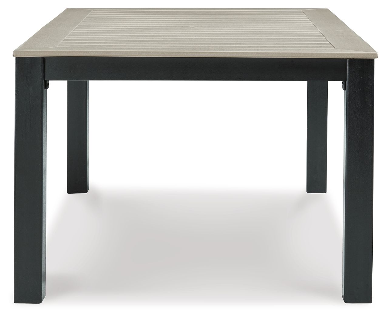 Signature Design by Ashley® Mount Valley - Black / Driftwood - Rect Dining Table W/Umb Opt | Meri Furniture