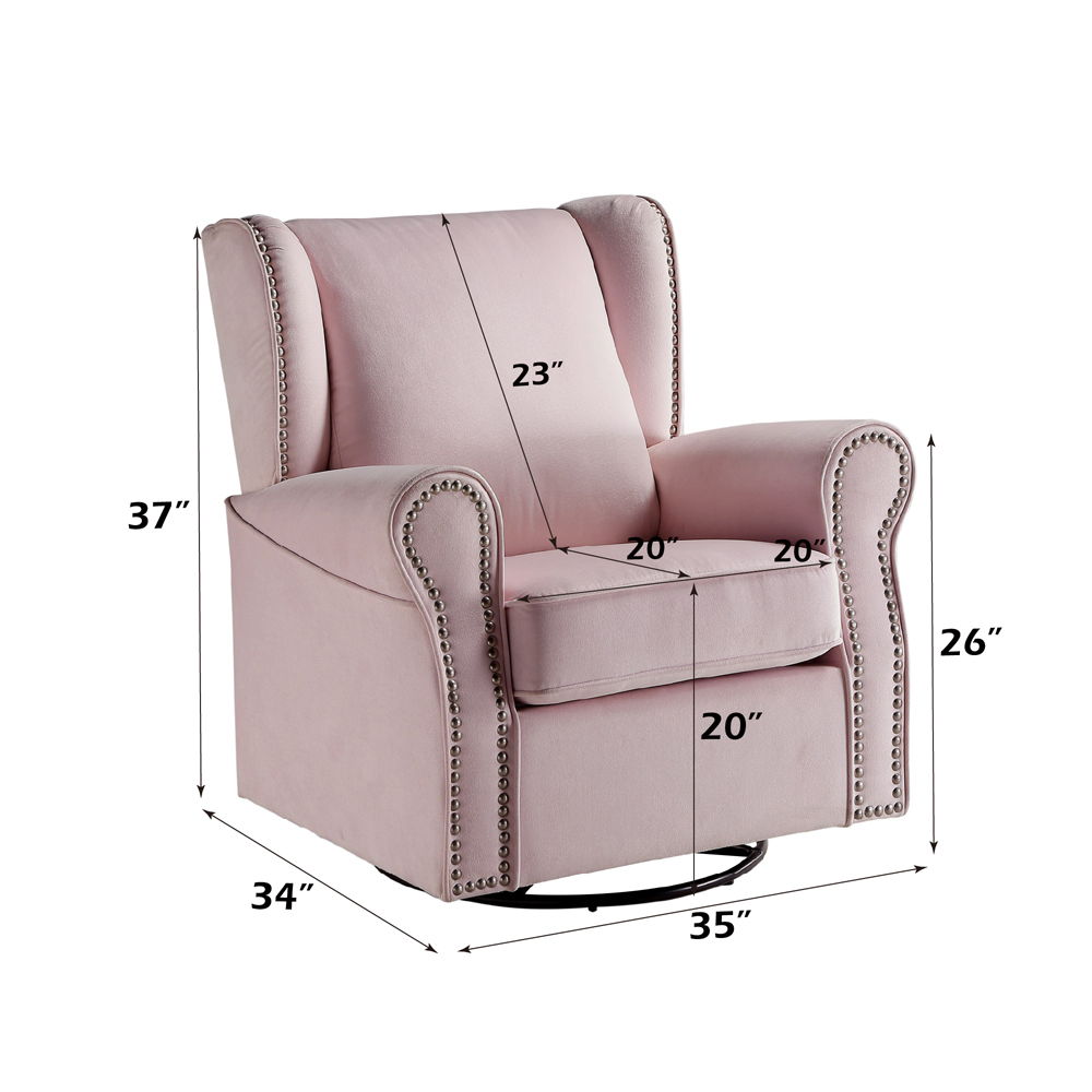Tamaki - Swivel Chair With Glider - Pink Fabric