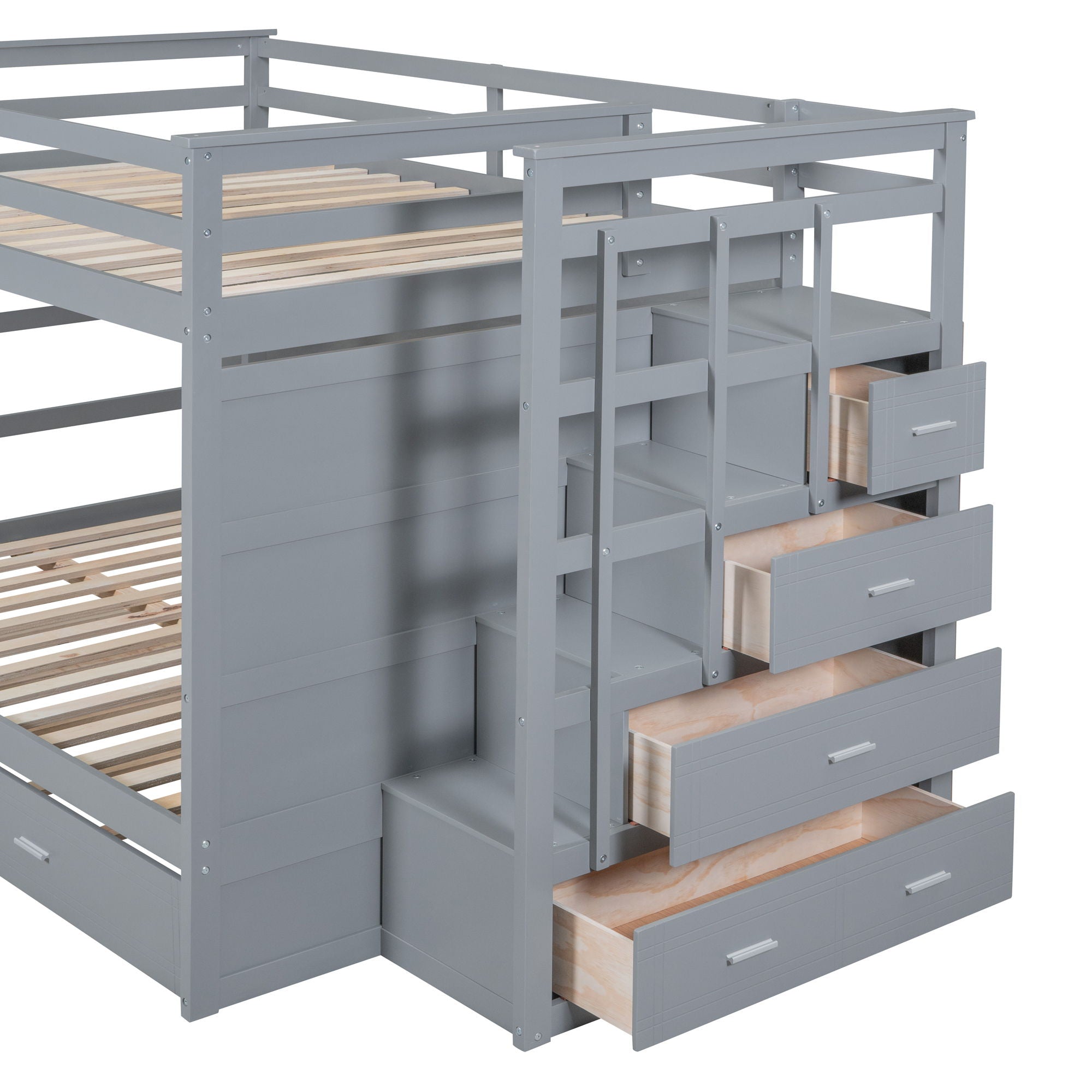 Bunk Bed With Twin Size Trundle And Staircase