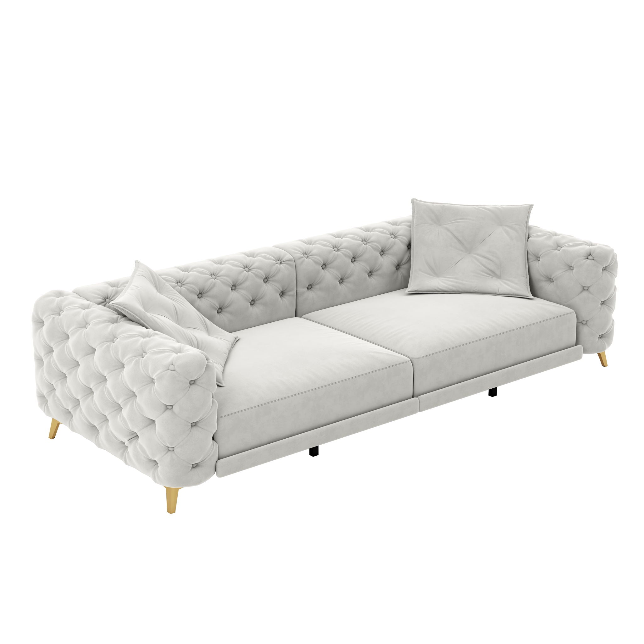 3 In 1 Convertible Sleeper, Deep Seat Pull Out Sofa Bed, Button Tufted