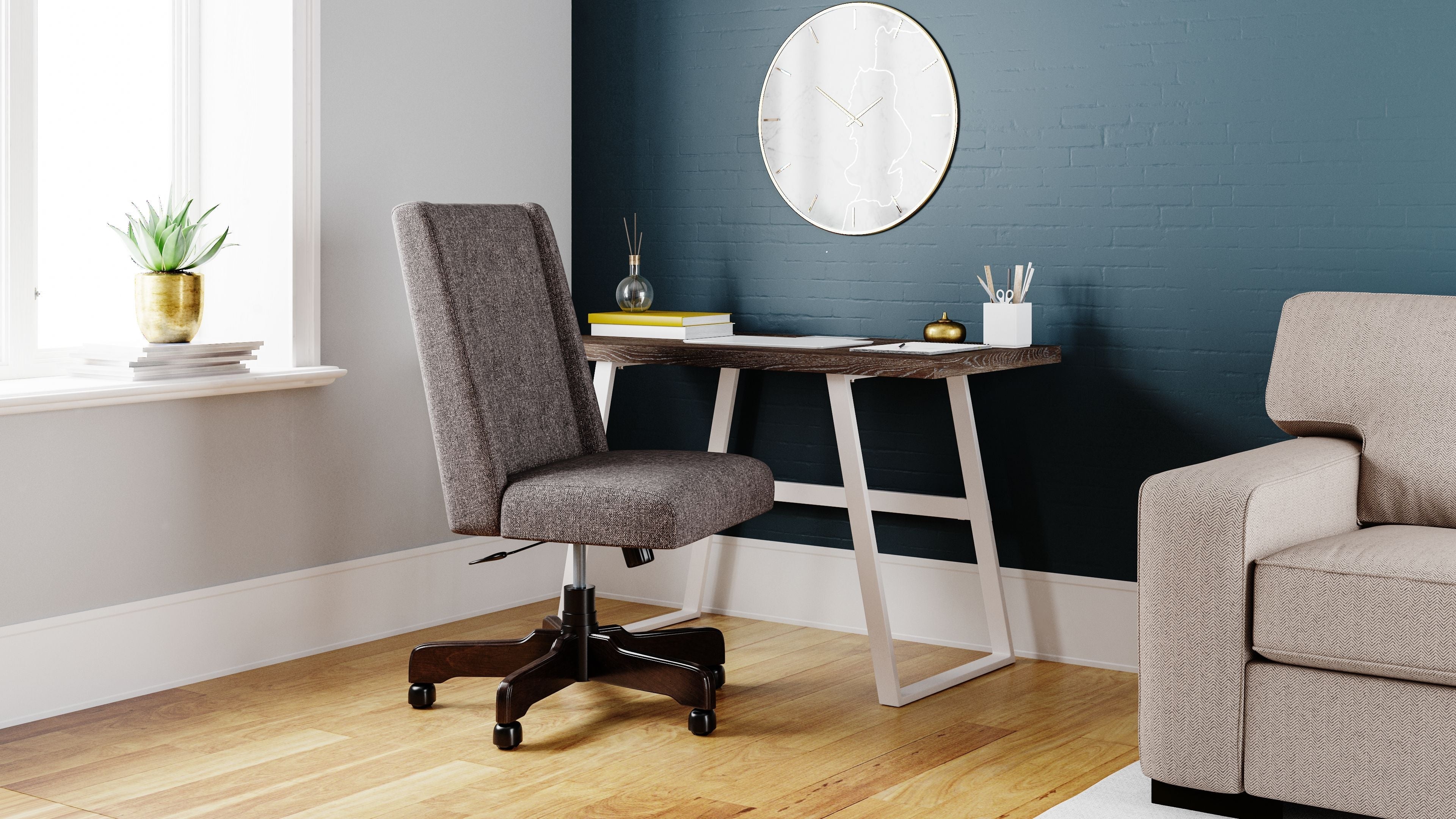 Ashley Furniture Dorrinson - White / Black / Gray - Home Office Desk | Meri Furniture