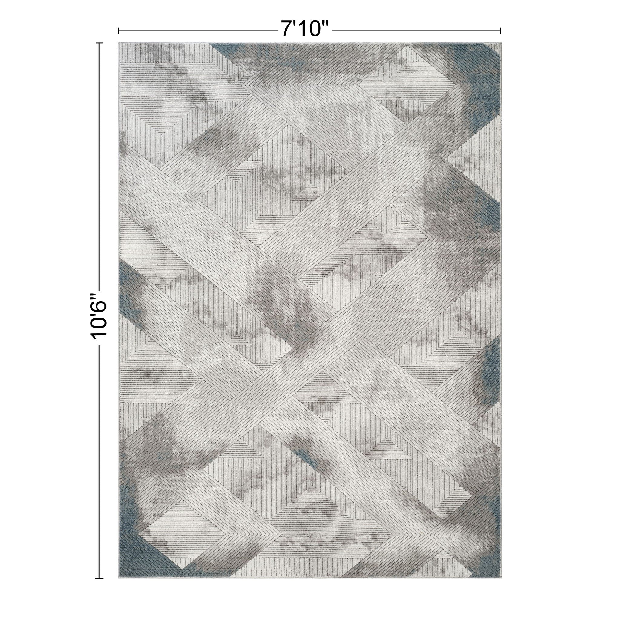 Geometrix - 5'3" X 7'3" Area Rug With Geometric 3D Effect - Ivory / Gray