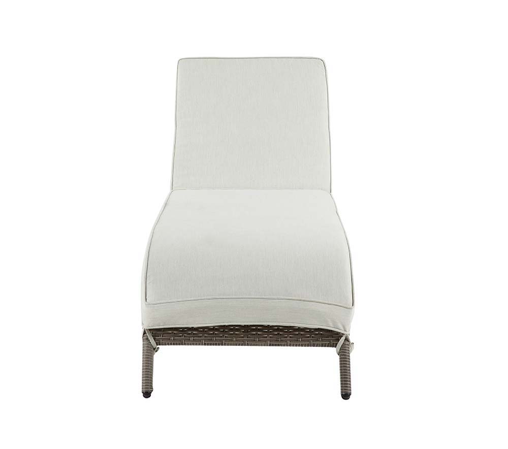 ACME Salena - Patio Lounge Chair - Beige Fabric & Gray Finish - 13" | Meri Furniture