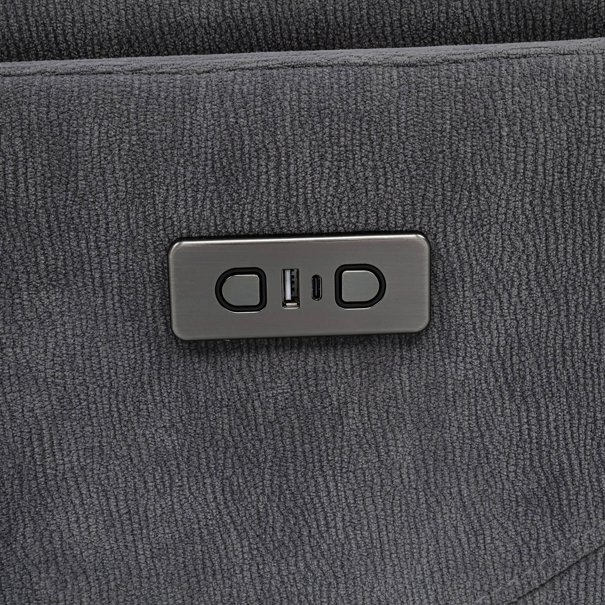 Adler Upholstered Power Swivel Glider Recliner Charcoal Grey