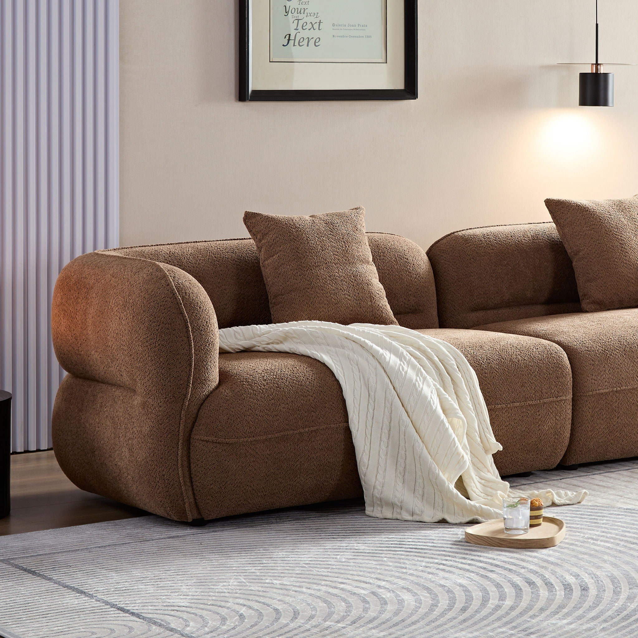 Sectional Sofa With Durable Fabric, Solid Wood Frame, And High Density Sponge Fill