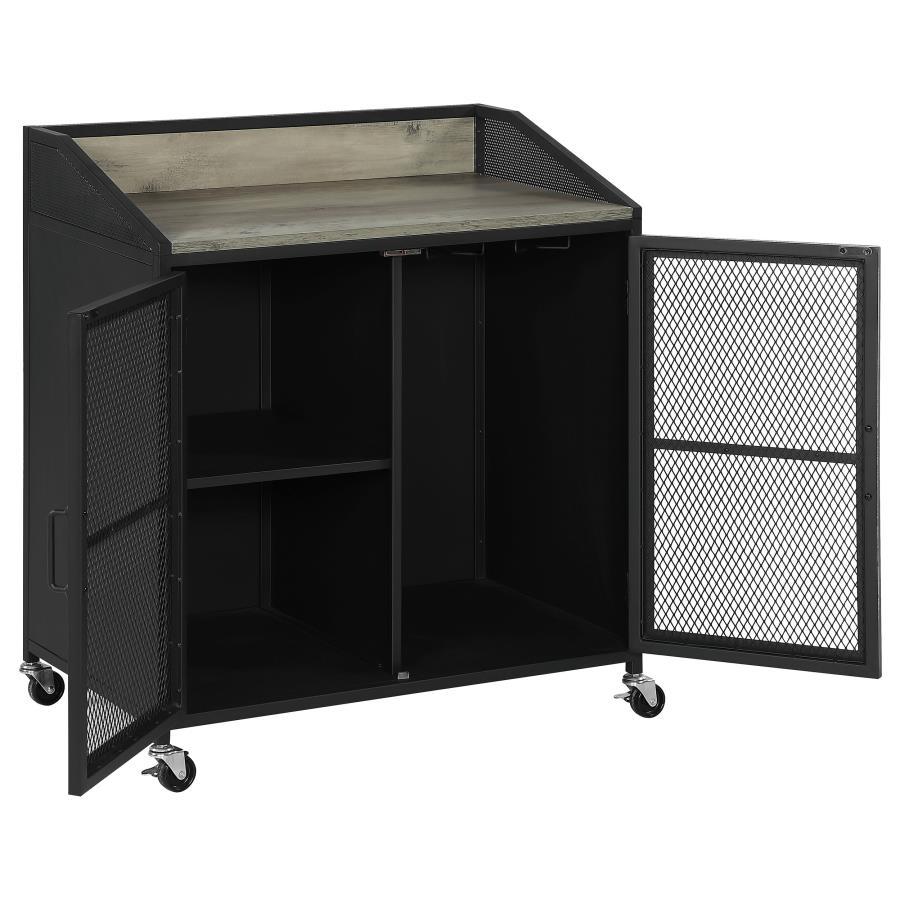 Coaster Fine Furniture Arlette - 2 Door Mobile Home Bar Wine Cabinet - Sandy Black | Meri Furniture