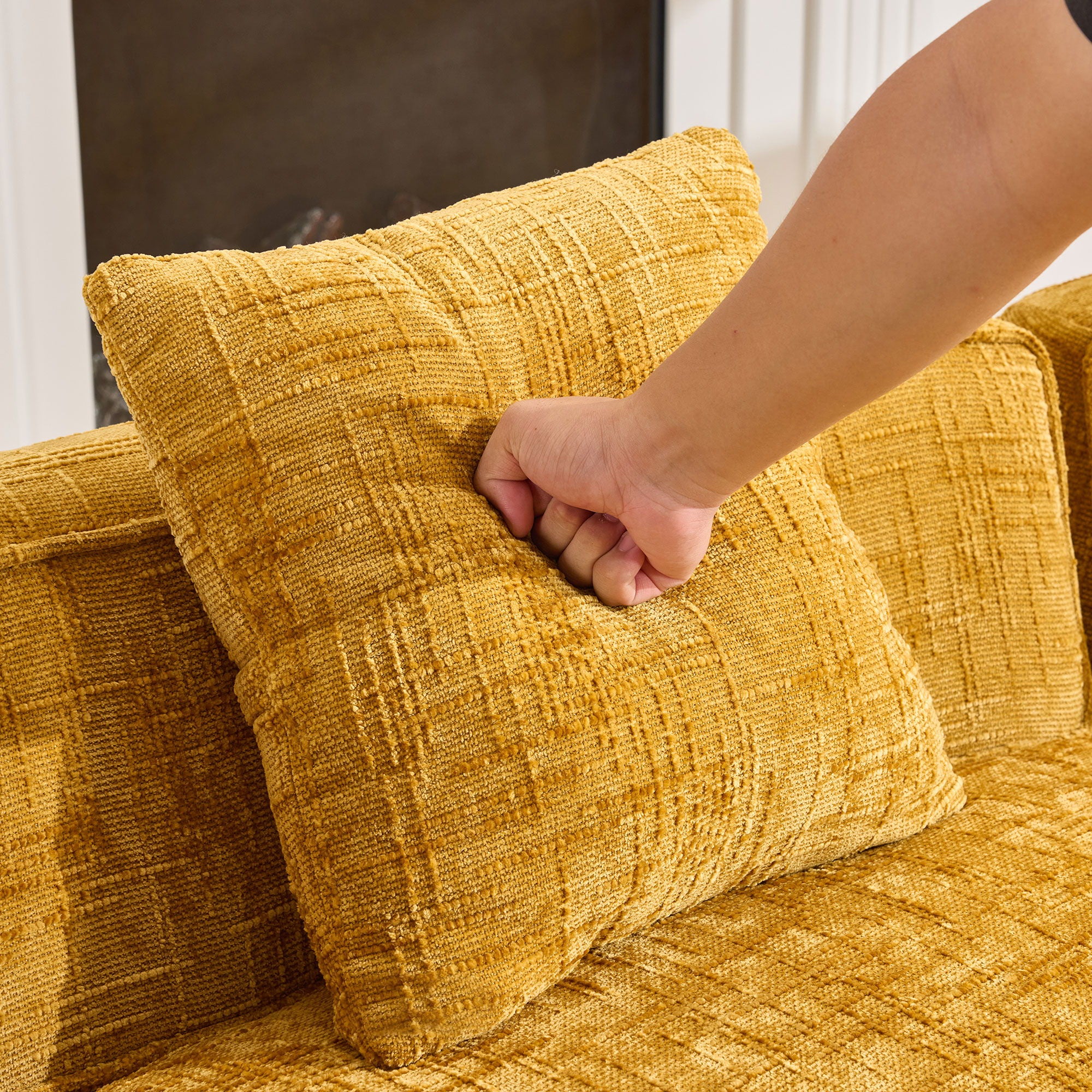 Curved Compressed Sofa, Nordic-Style Design For Living Room