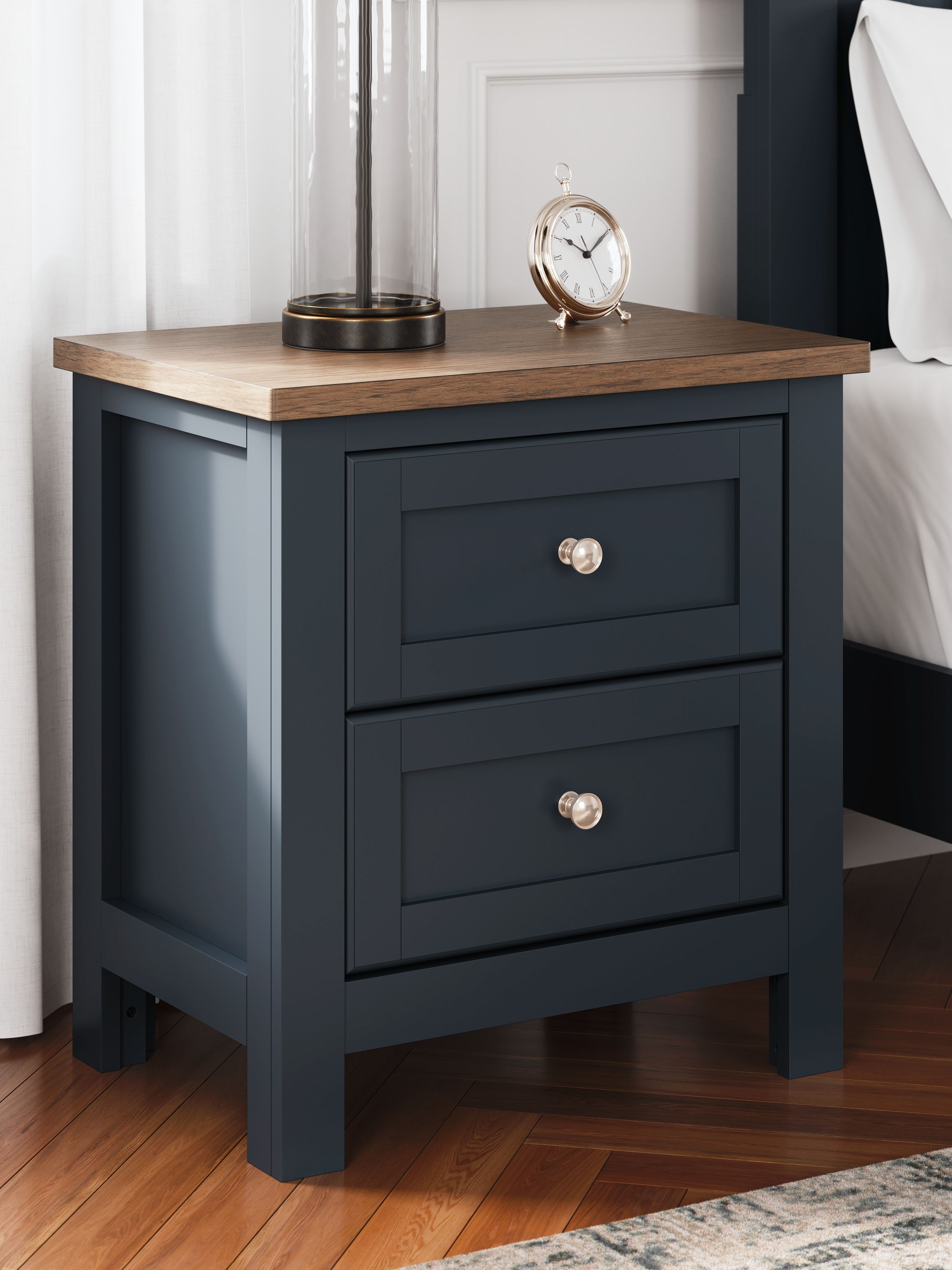 Signature Design by Ashley® Landocken - Brown / Blue - Two Drawer Night Stand | Meri Furniture