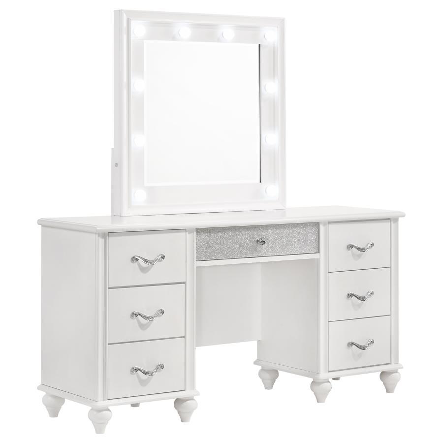 Coaster Fine Furniture Barzini - 7-Drawer Vanity Set With Lighting - White | Meri Furniture