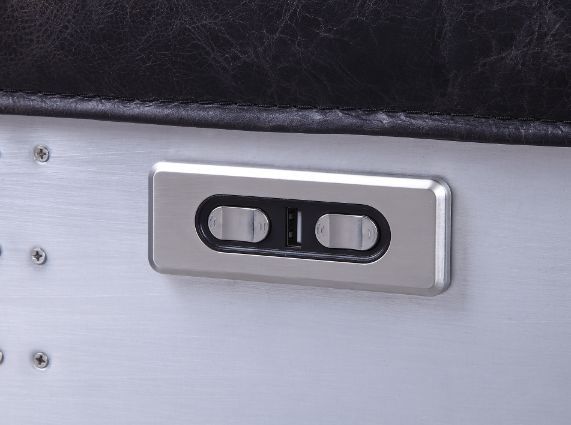 Misezon - Power Motion Recliner - Dark Top Grain Brown Leather & Aluminum