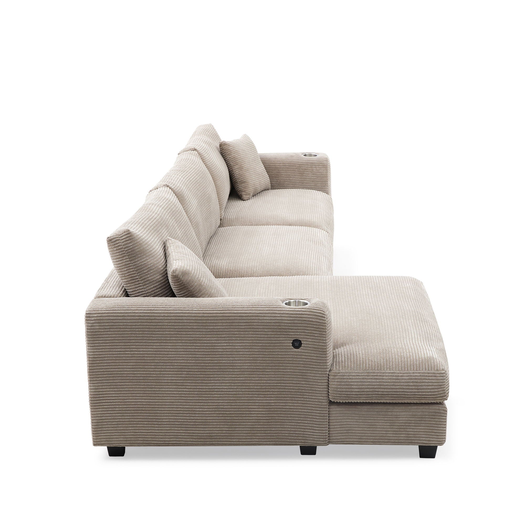 Oversized Sectional L Shaped Cloud Couch With USB Charging Port Cup Holder Deep And Wide Seat Sofa With Chaise Comfy