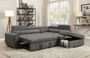 ACME Thelma Sectional Sofa - Gray Polished Microfiber | Meri Furniture