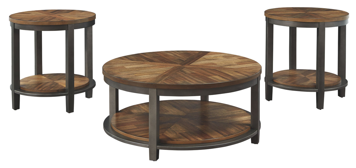 Ashley Furniture Roybeck - Light Brown / Bronze - Occasional Table Set (Set of 3) | Meri Furniture