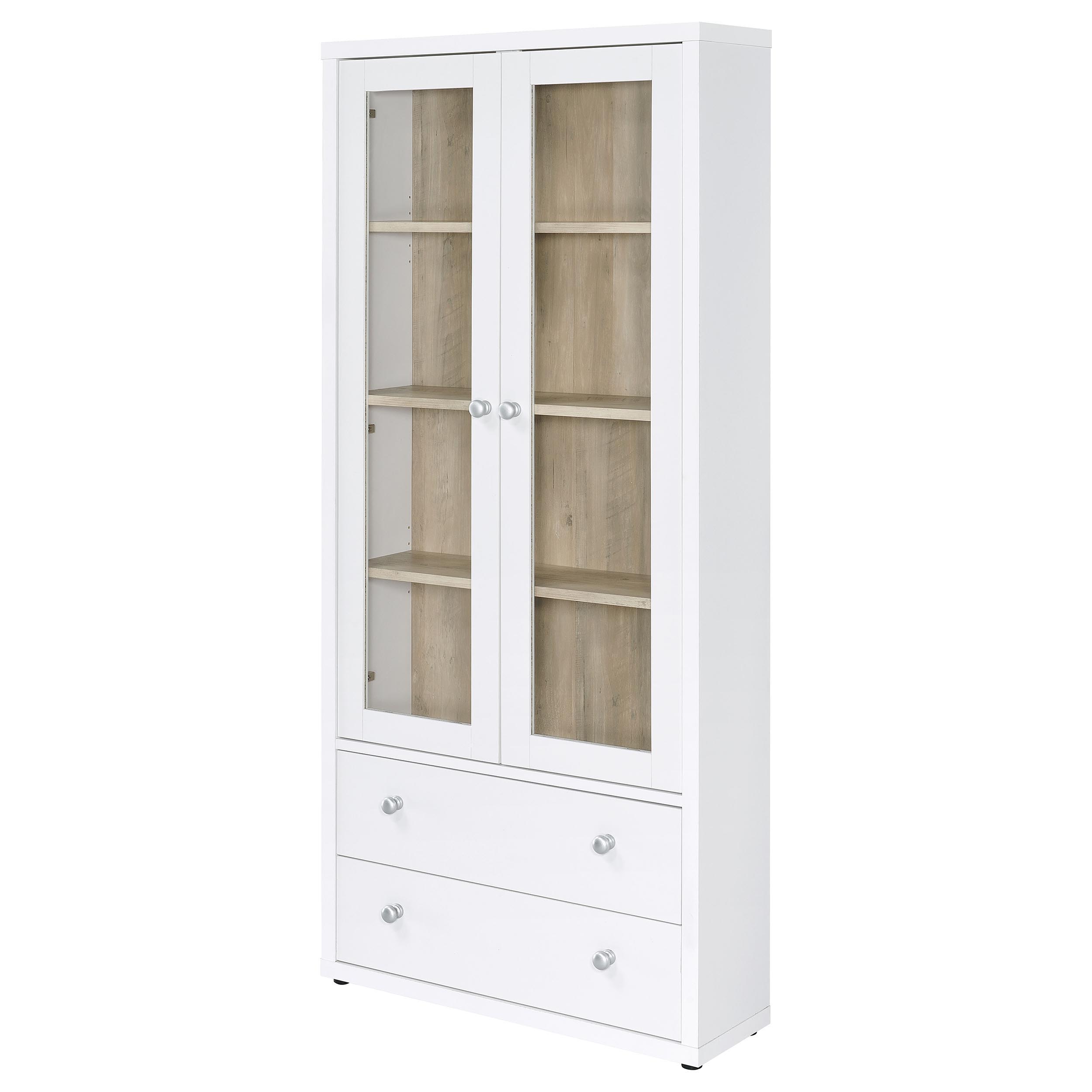Coaster Fine Furniture Hawthorne - 4-Shelf Glass Door Tall Cabinet With Drawers | Meri Furniture