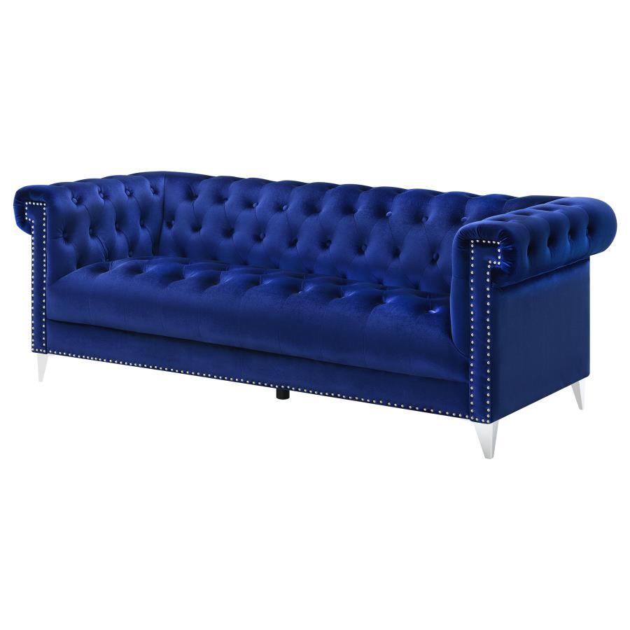 Coaster Fine Furniture Bleker - Upholstered Tuxedo Arm Tufted Sofa - Blue | Meri Furniture