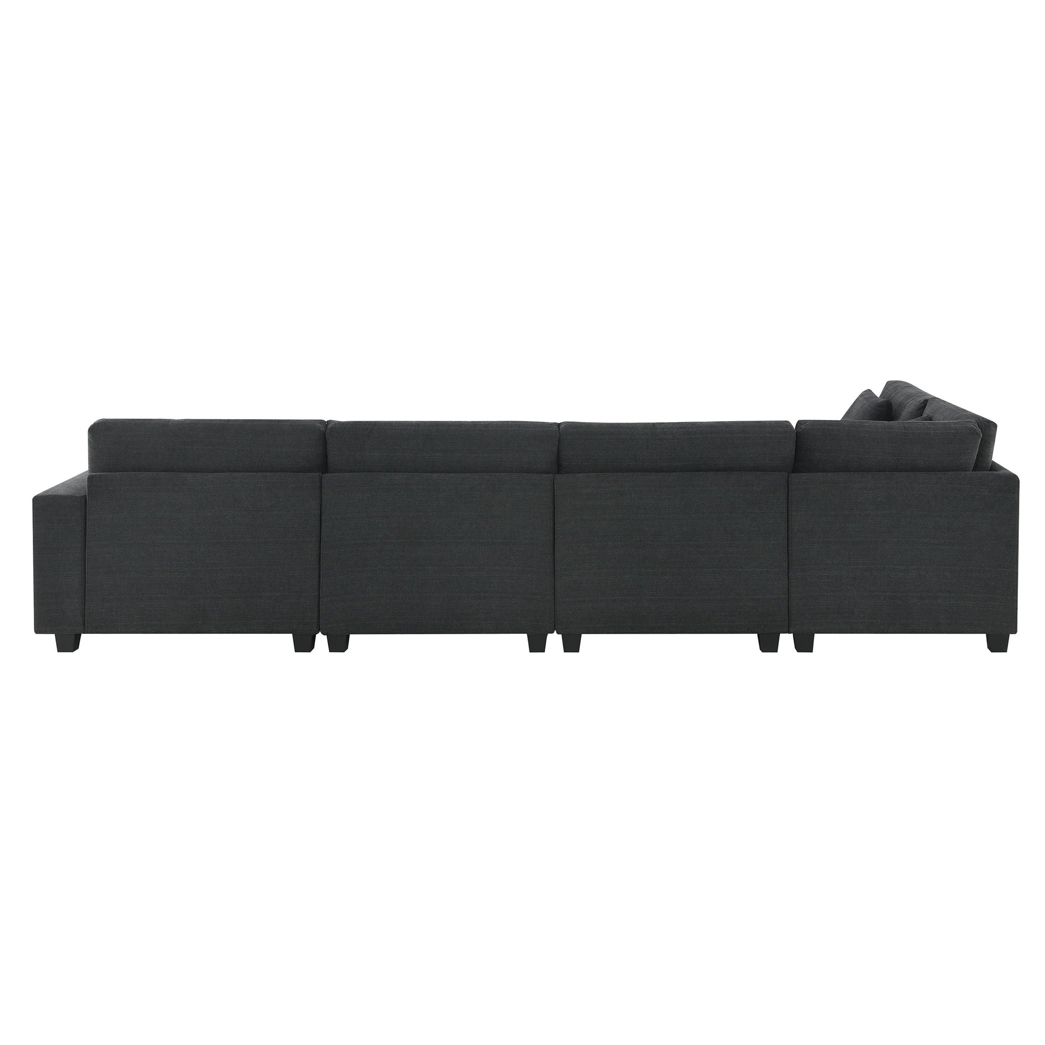 U Shaped Sectional Sofa 6 Seat Couch Set With Oversized Ottoman, Hidden Armrest Storage And Cup Holders USB Charging Ports Wide Seat Sofa