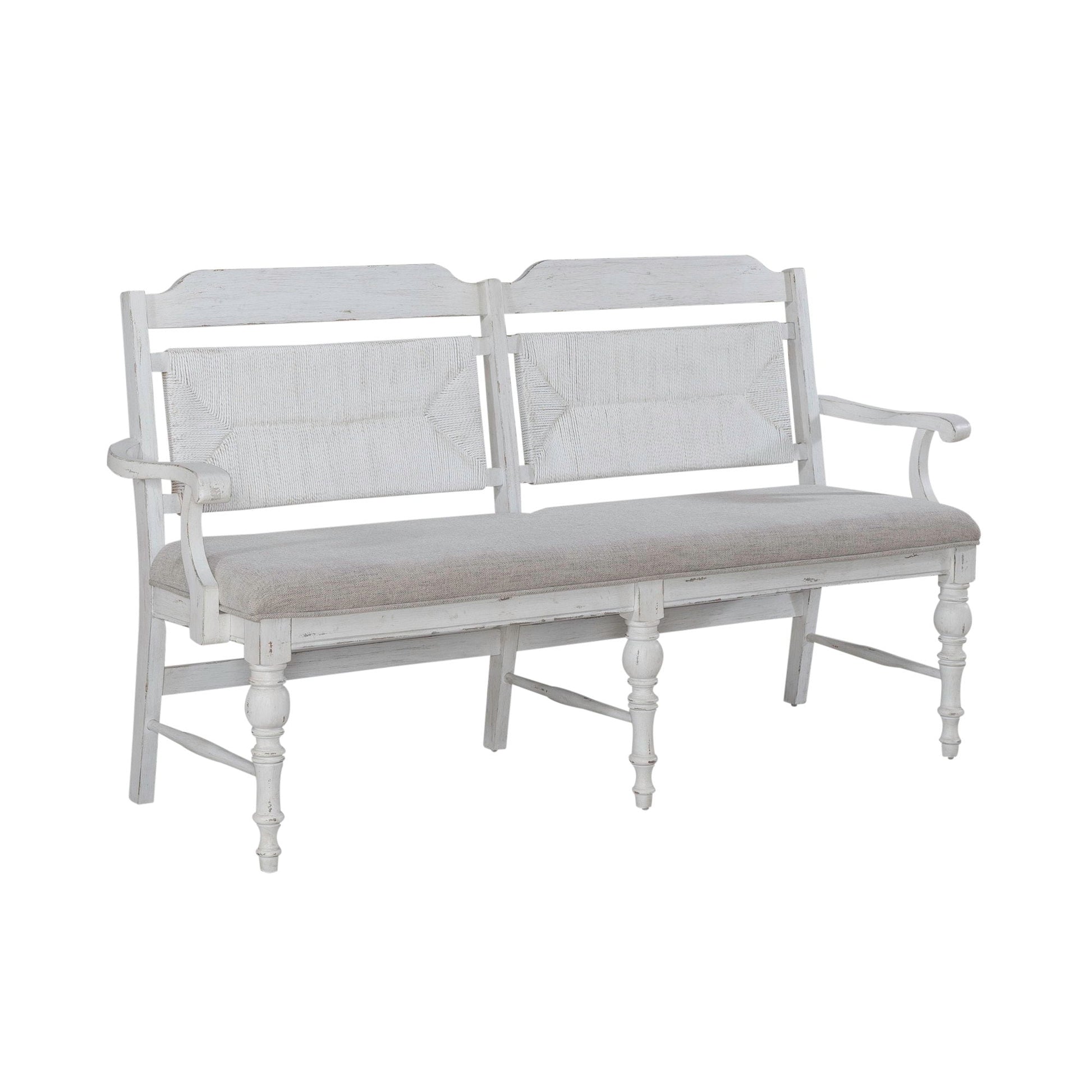 Liberty Furniture River Place - Panel Back Bench (RTA) - White | Meri Furniture