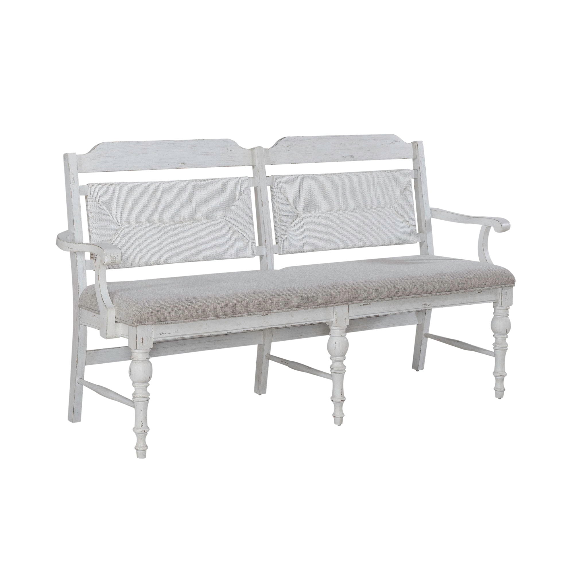 Liberty Furniture River Place - Panel Back Bench (RTA) - White | Meri Furniture