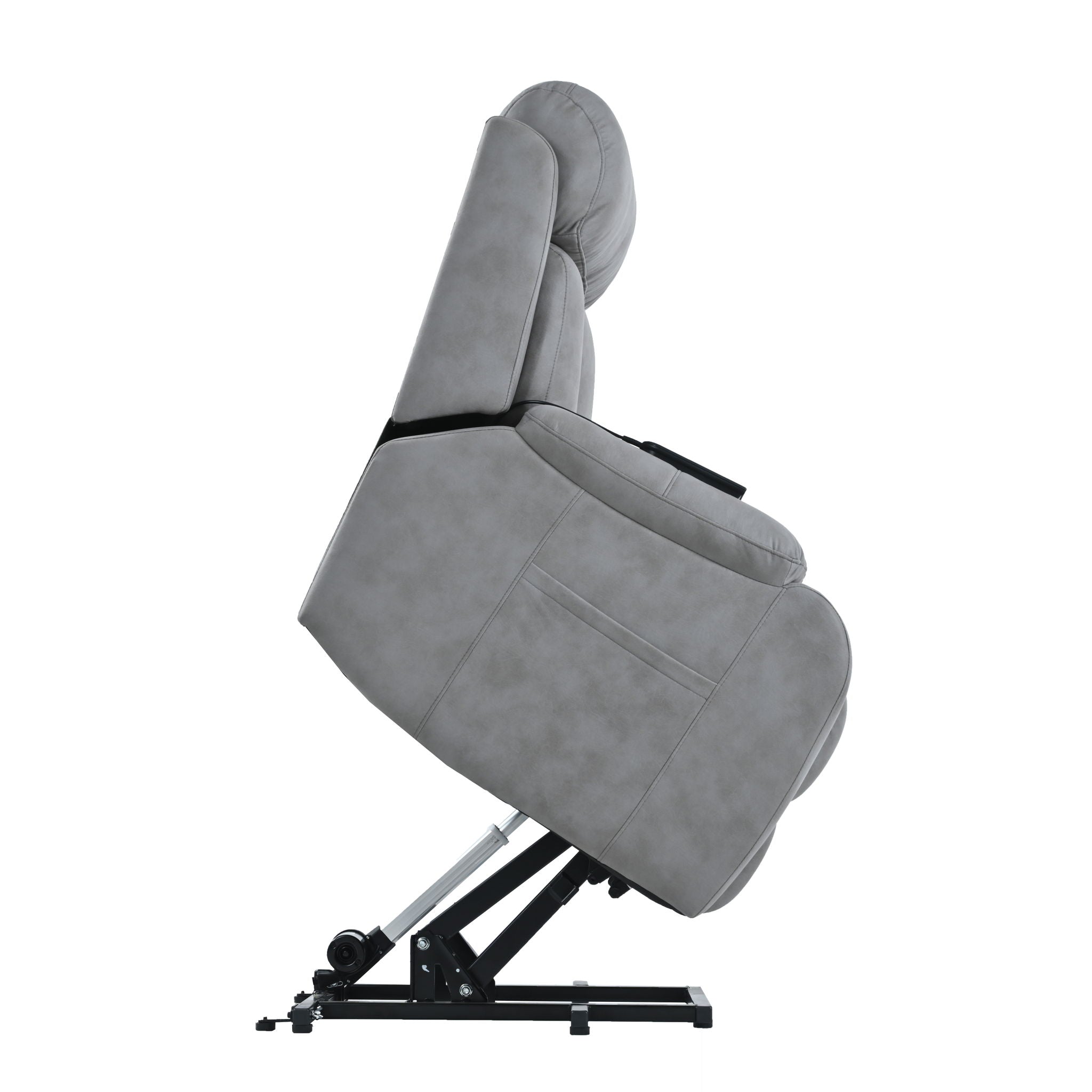 Electric Power Lift Recliner Chair, Fabric Recliner Chair, Home Theater Seating, Living Room Chair, Side Pocket, Remote Control - Light Gray