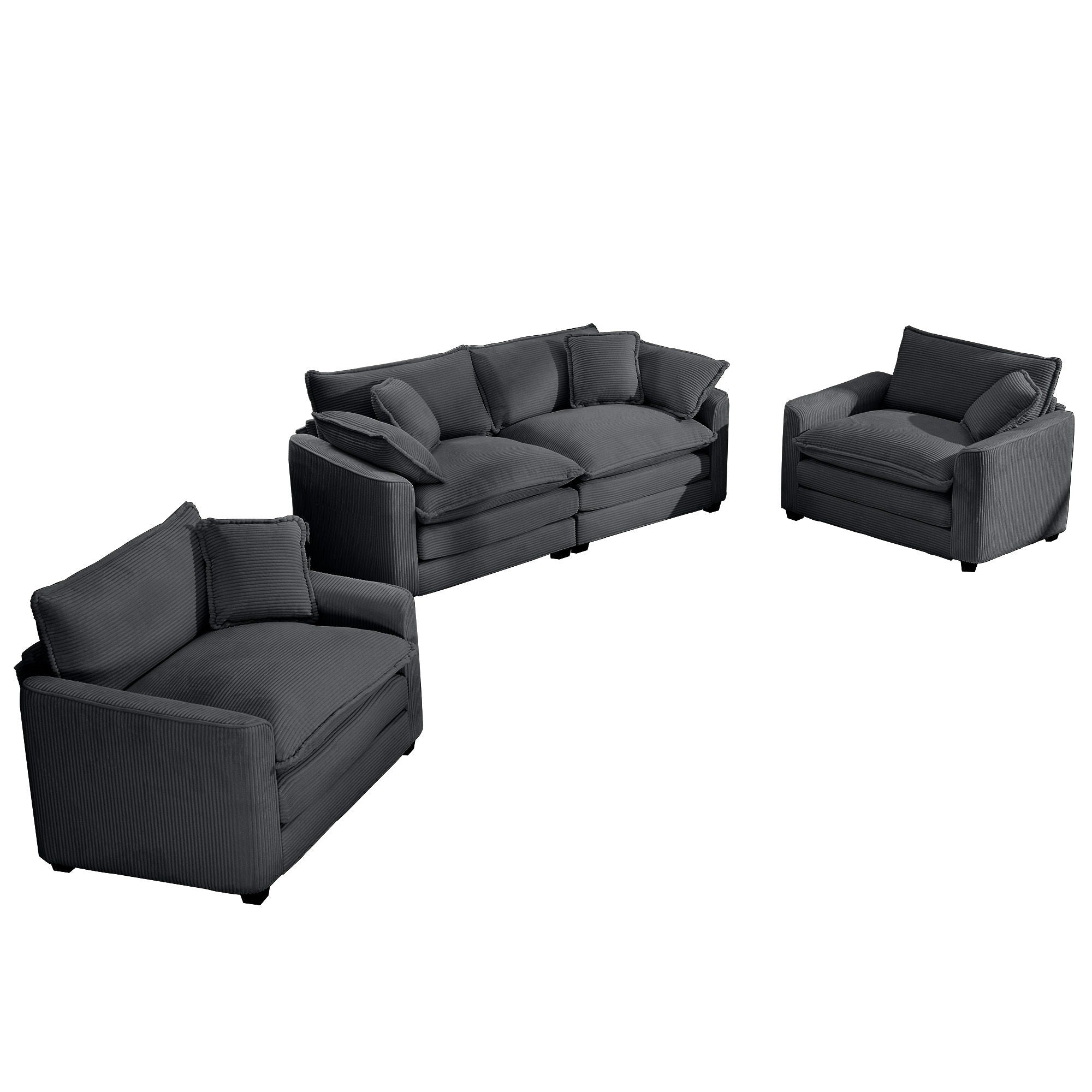 Elegant Corduroy Oversized Sectional Sofa Set With Deep Seats And Flexible Layout
