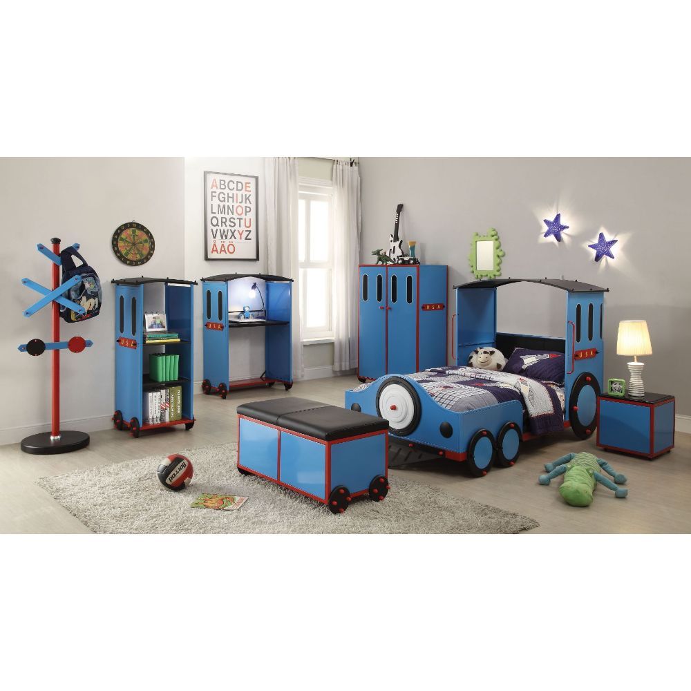 ACME Tobi - Twin Bed - Blue/Red & Black Train | Meri Furniture