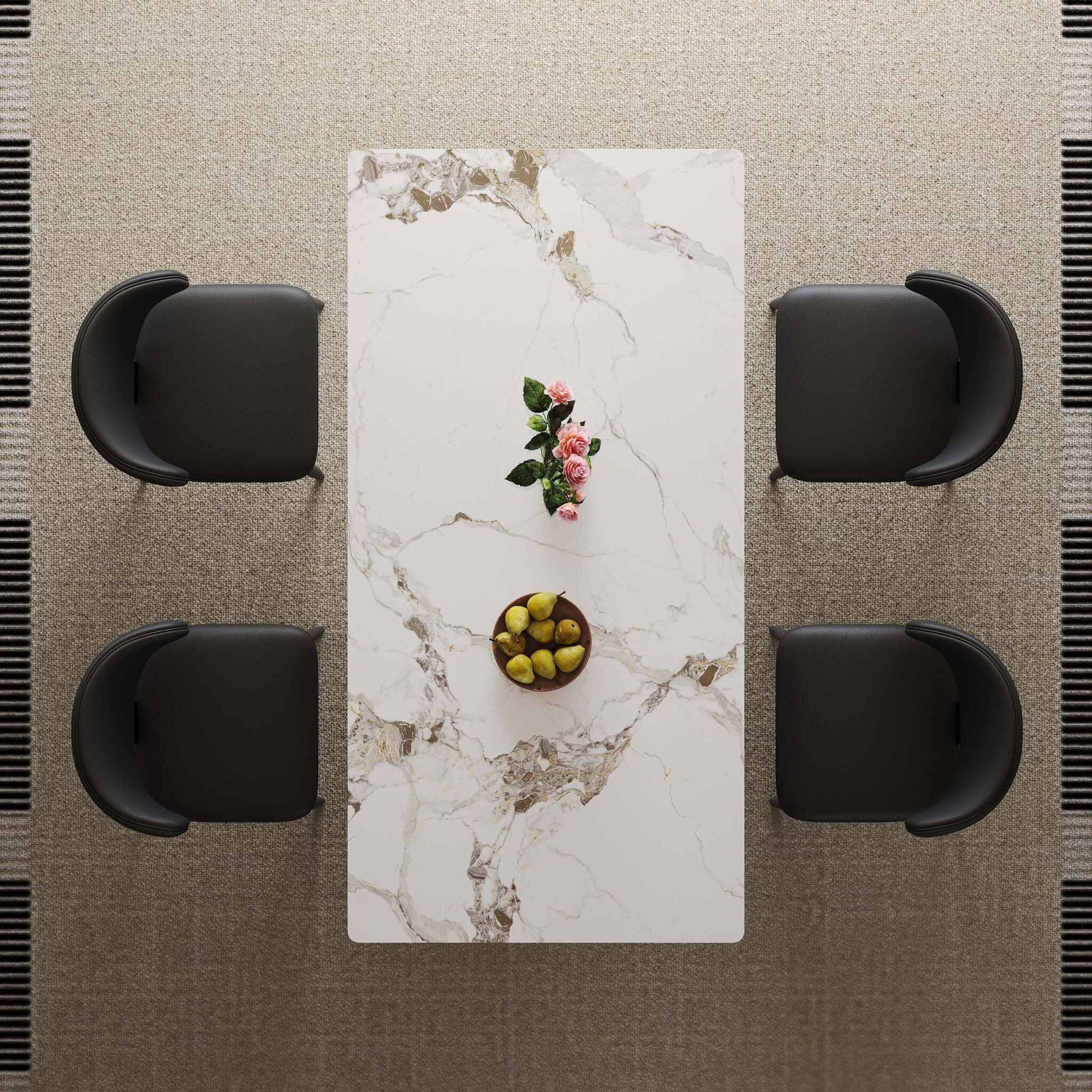 Modern Rectangular Dining Table For 6 With Chairs