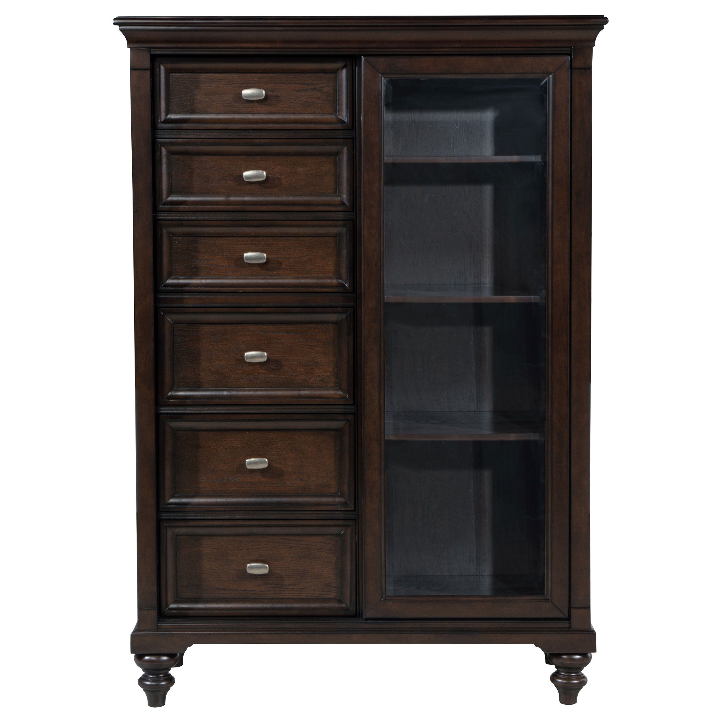 Coaster Fine Furniture Andover - 6-Drawer Tempered Glass Door Chest - Dark Oak | Meri Furniture