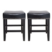 Soltique - Backless Dining Counter Stool With Nailhead Trim (Set of 2)
